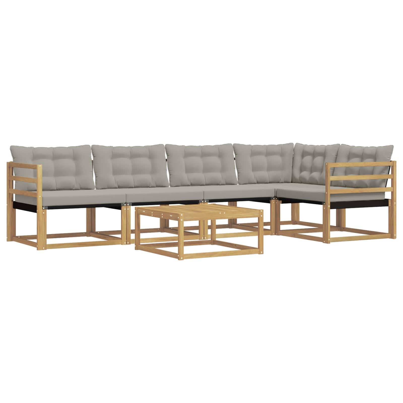 vidaXL Outdoor-Sofagarnitur 6 pcs Weiß und Hellgrau 79 x 79 x 37 cm