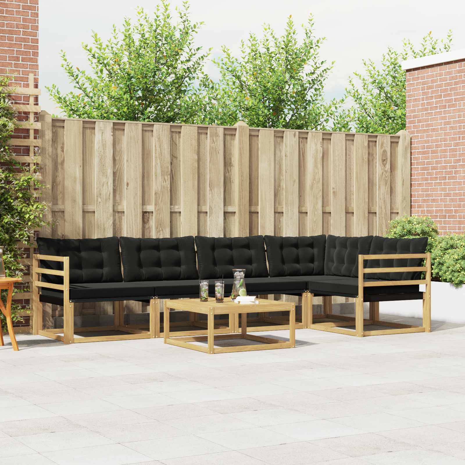 vidaXL Outdoor-Sofagarnitur 6 pcs Weiß und Schwarz 79 x 79 x 37 cm