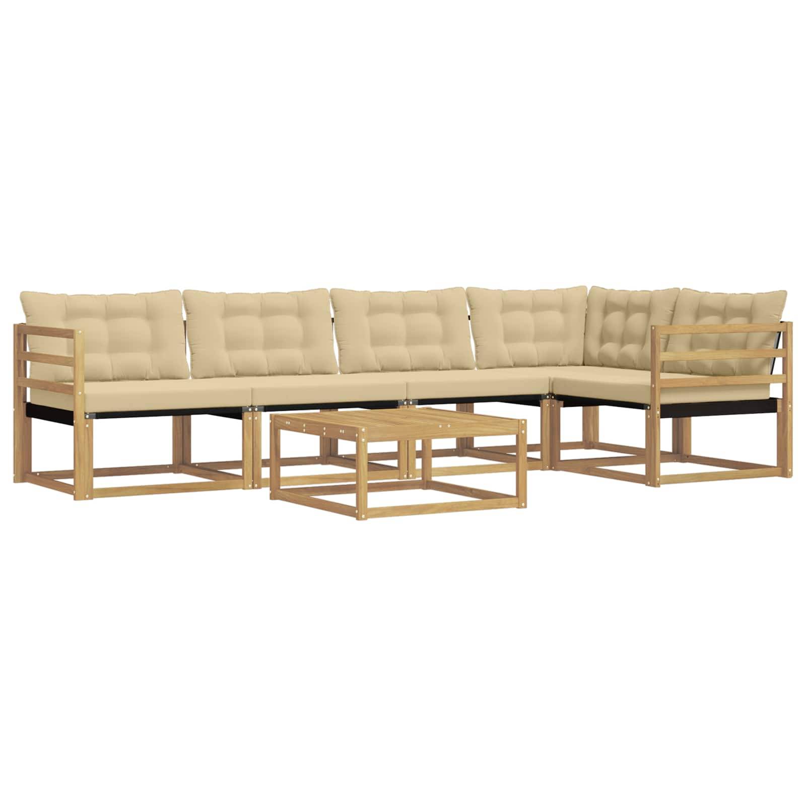 vidaXL Outdoor-Sofagarnitur 6 pcs Weiß und Beige 79 x 79 x 37 cm