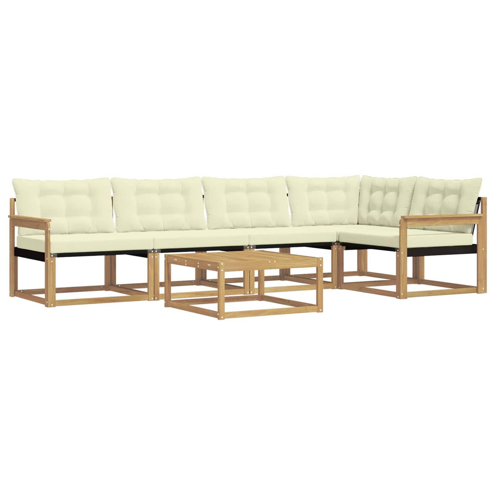 vidaXL Outdoor-Sofagarnitur 6 pcs Weiß und Creme 79 x 79 x 37 cm
