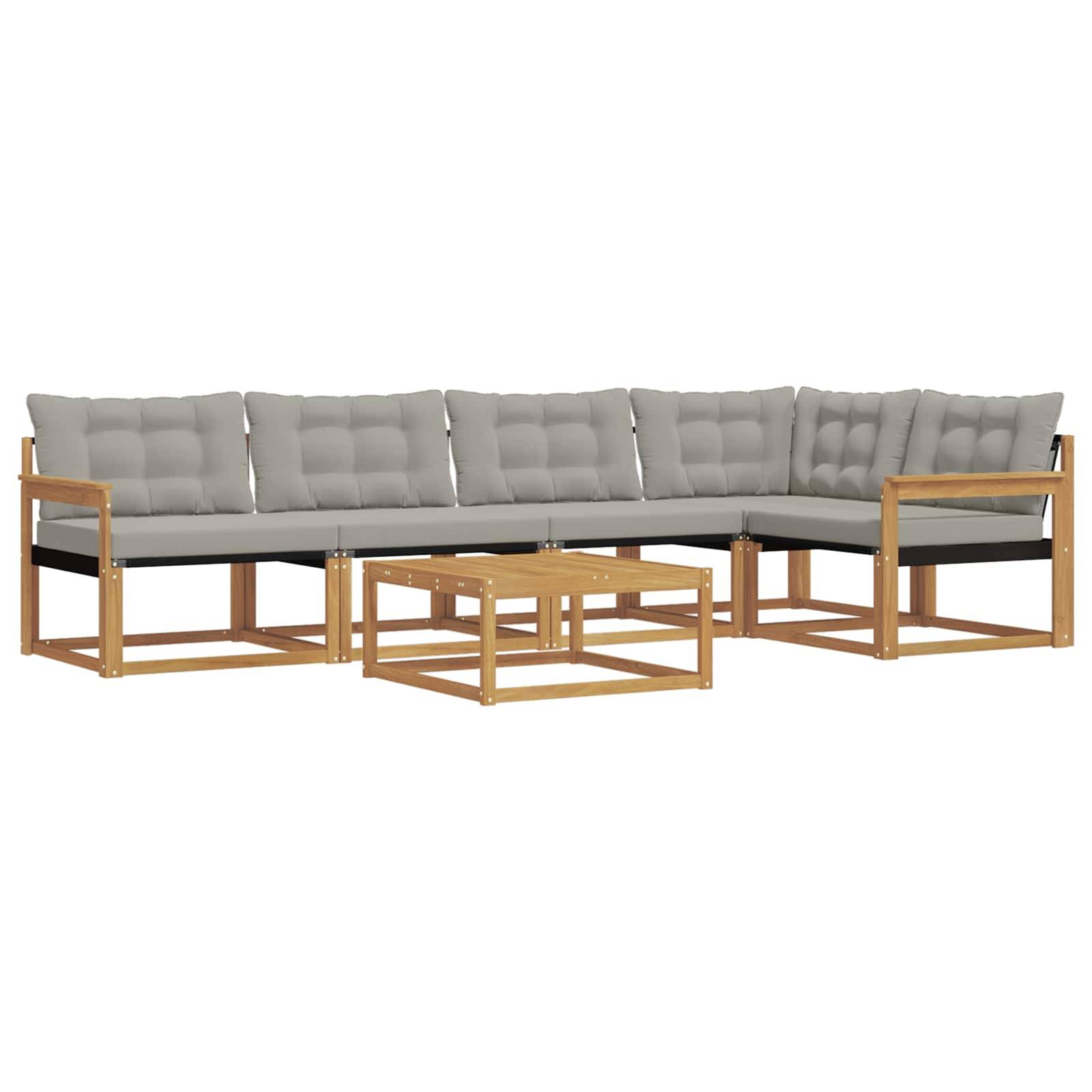 vidaXL Outdoor-Sofagarnitur 6 pcs Weiß und Hellgrau 79 x 79 x 37 cm