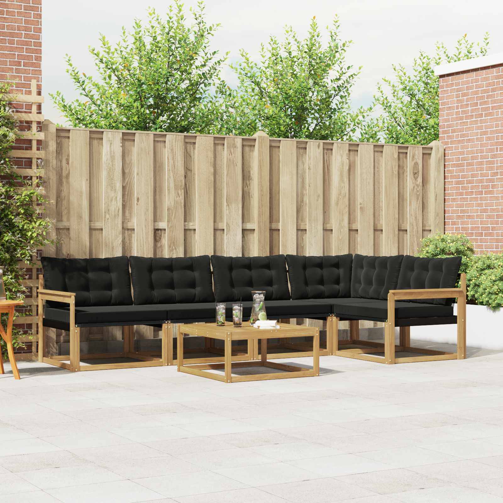 vidaXL Outdoor-Sofagarnitur 6 pcs Weiß und Schwarz 79 x 79 x 37 cm