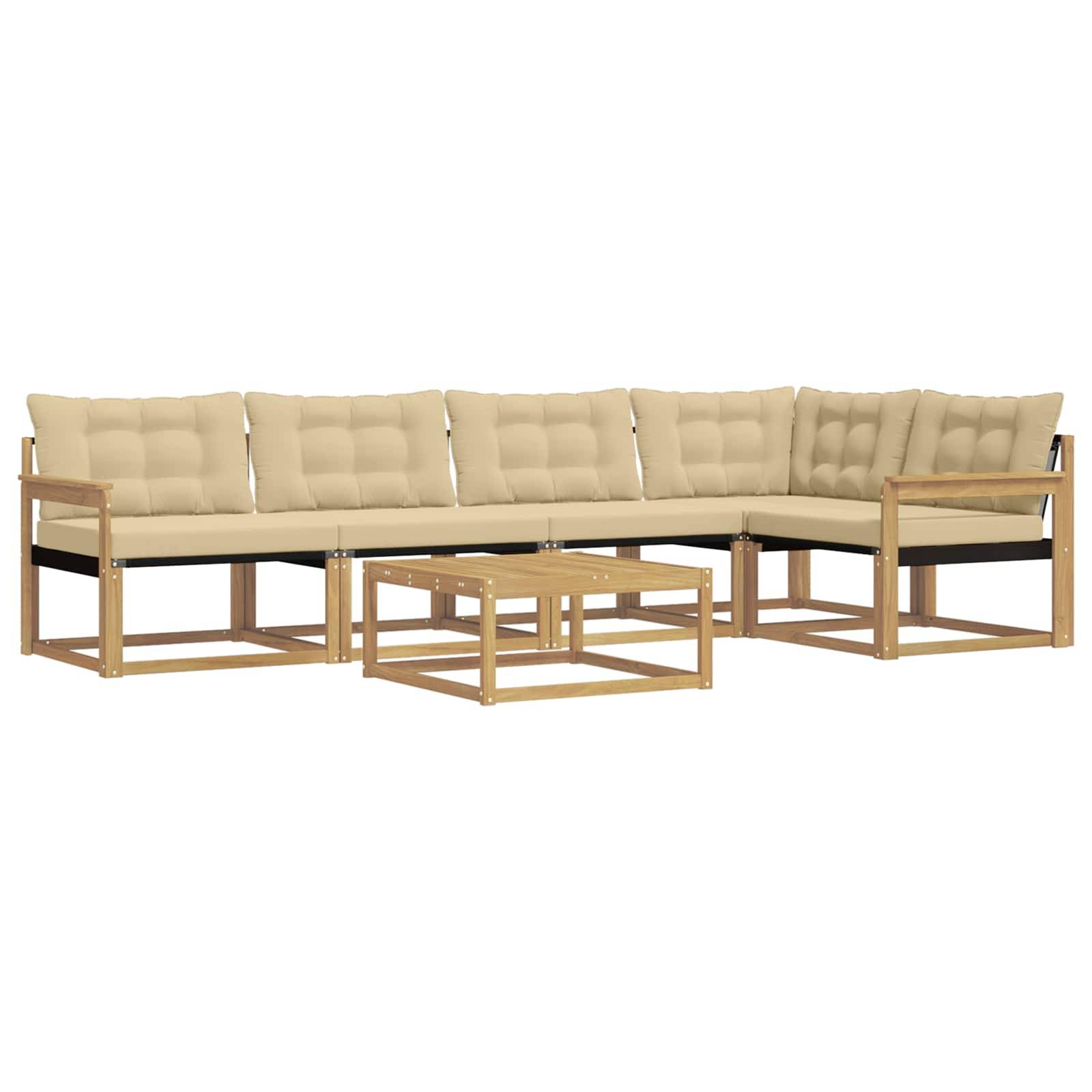 vidaXL Outdoor-Sofagarnitur 6 pcs Weiß und Beige 79 x 79 x 37 cm