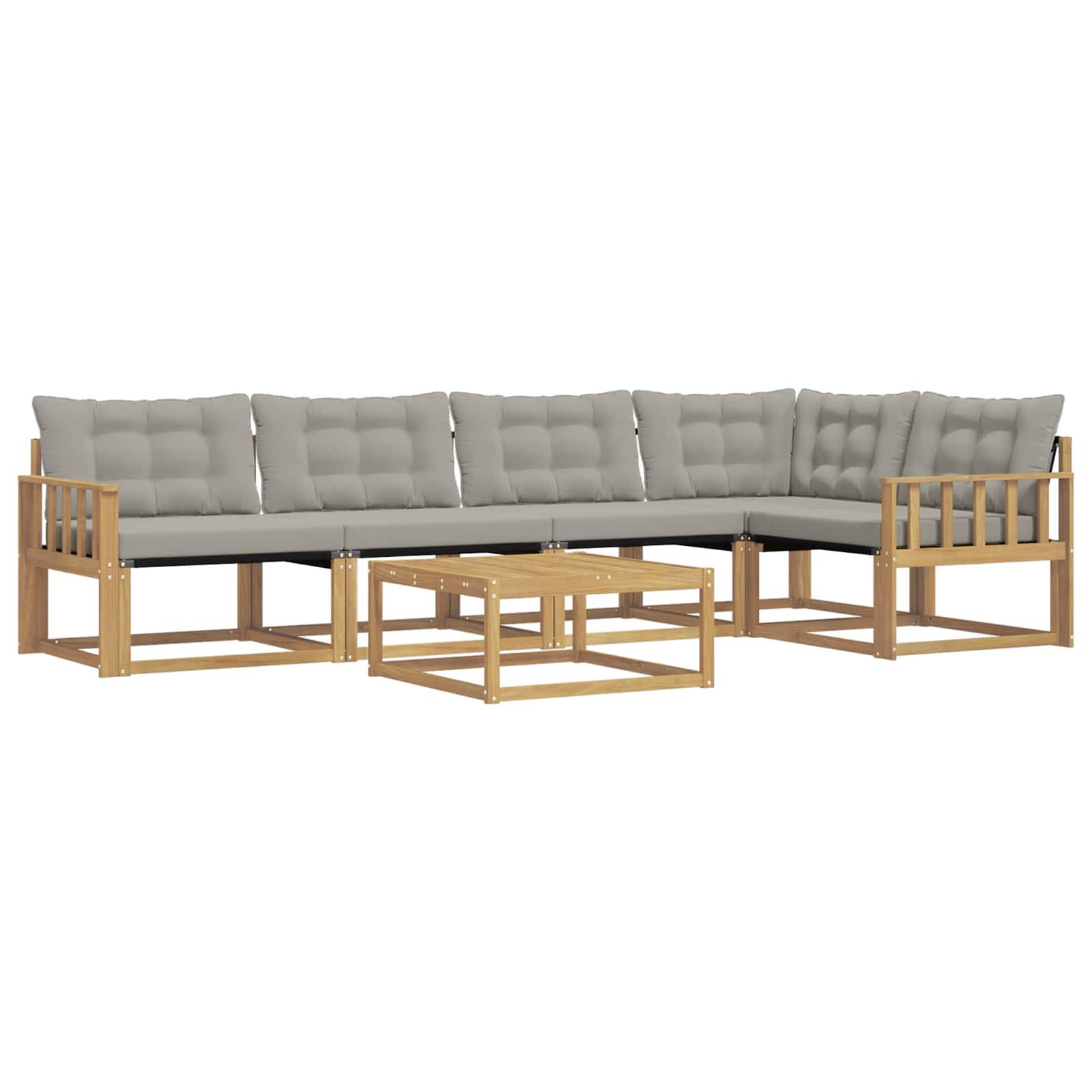 vidaXL Outdoor-Sofagarnitur 6 pcs Weiß und Hellgrau 79 x 79 x 37 cm