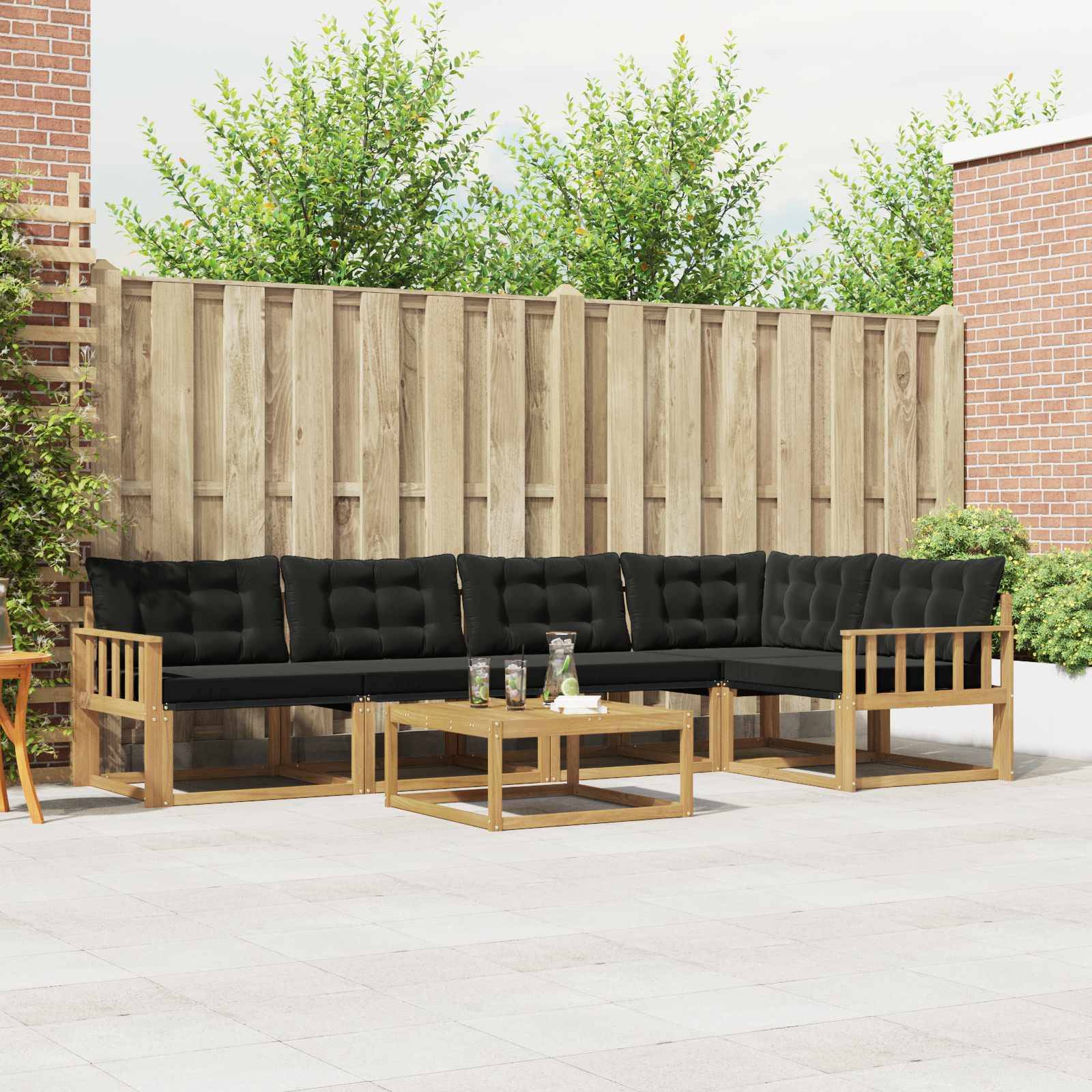 vidaXL Outdoor-Sofagarnitur 6 pcs Weiß und Schwarz 79 x 79 x 37 cm