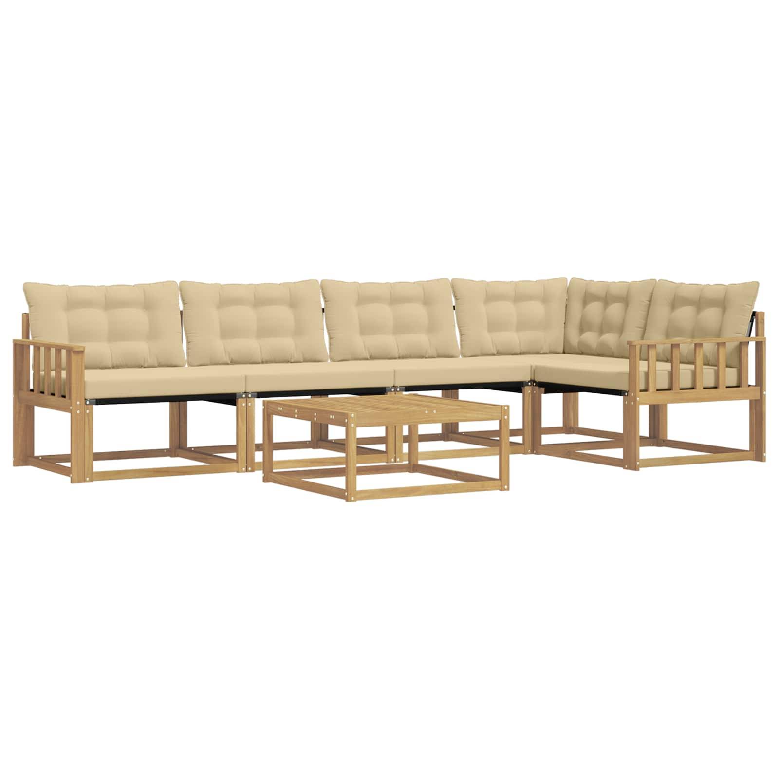 vidaXL Outdoor-Sofagarnitur 6 pcs Weiß und Beige 79 x 79 x 37 cm