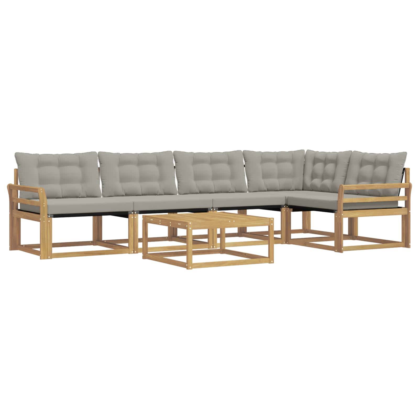 vidaXL Outdoor-Sofagarnitur 6 pcs Weiß und Hellgrau 79 x 79 x 37 cm