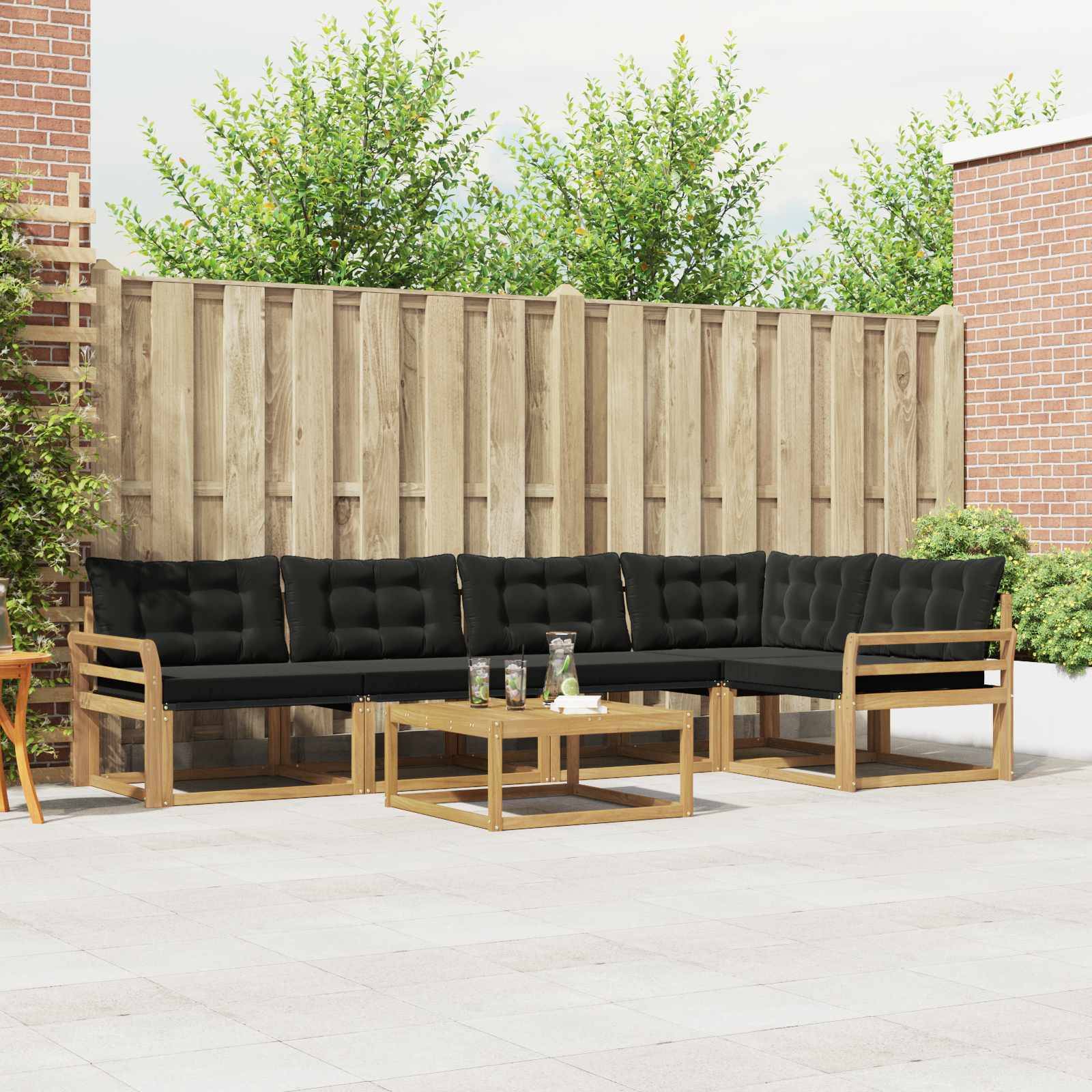 vidaXL Outdoor-Sofagarnitur 6 pcs Weiß und Schwarz 79 x 79 x 37 cm