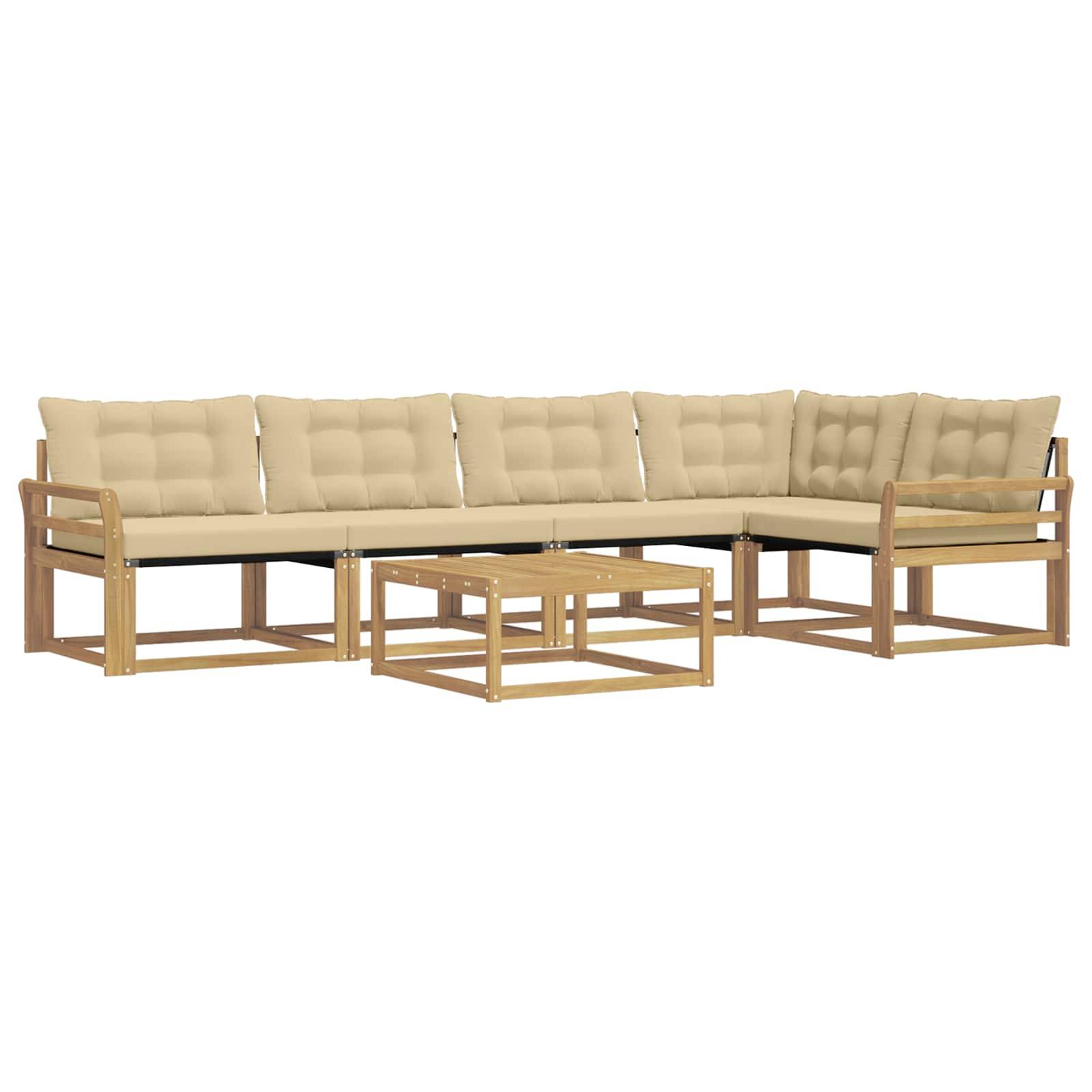 vidaXL Outdoor-Sofagarnitur 6 pcs Weiß und Beige 79 x 79 x 37 cm