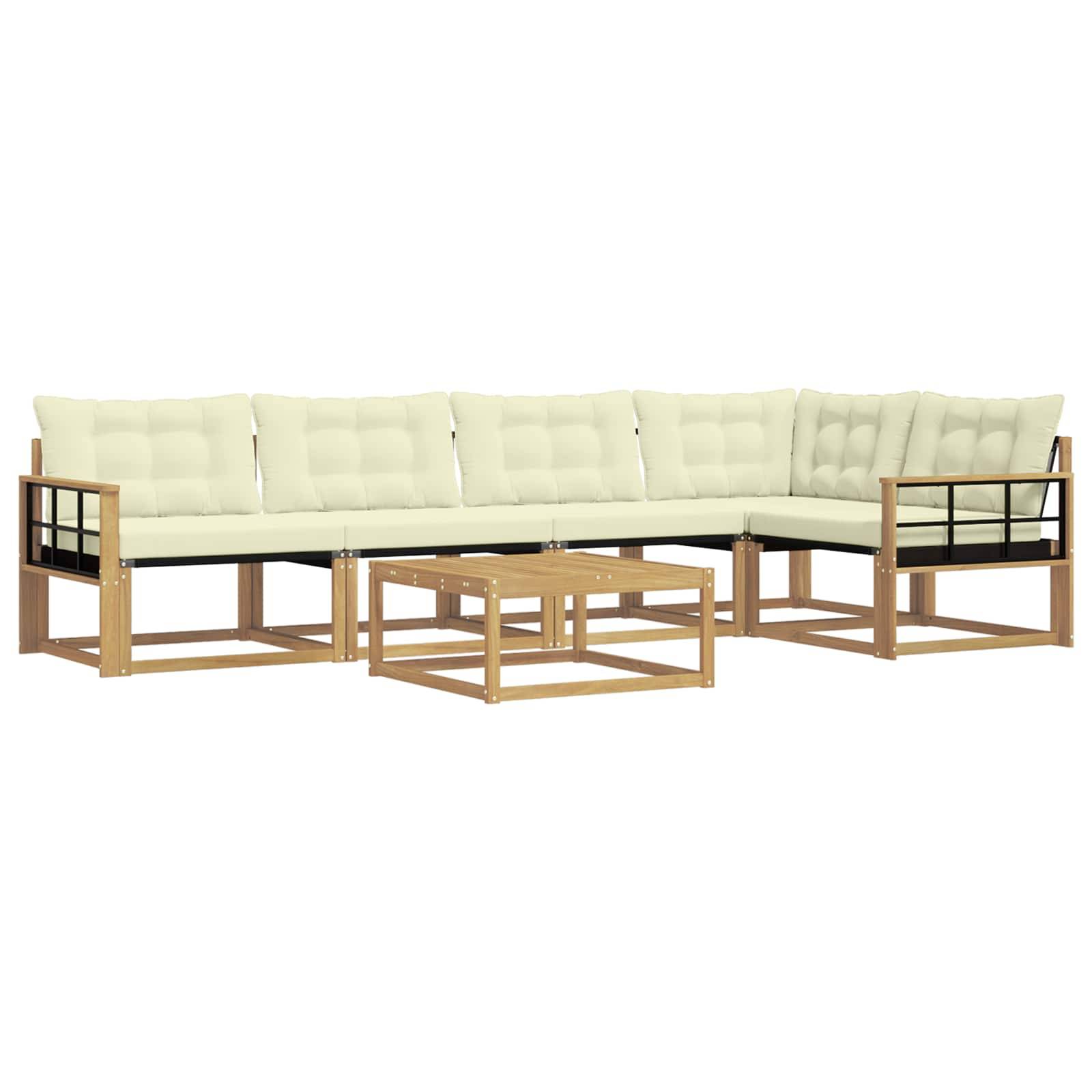 vidaXL Outdoor-Sofagarnitur 6 pcs Weiß und Creme 79 x 79 x 37 cm