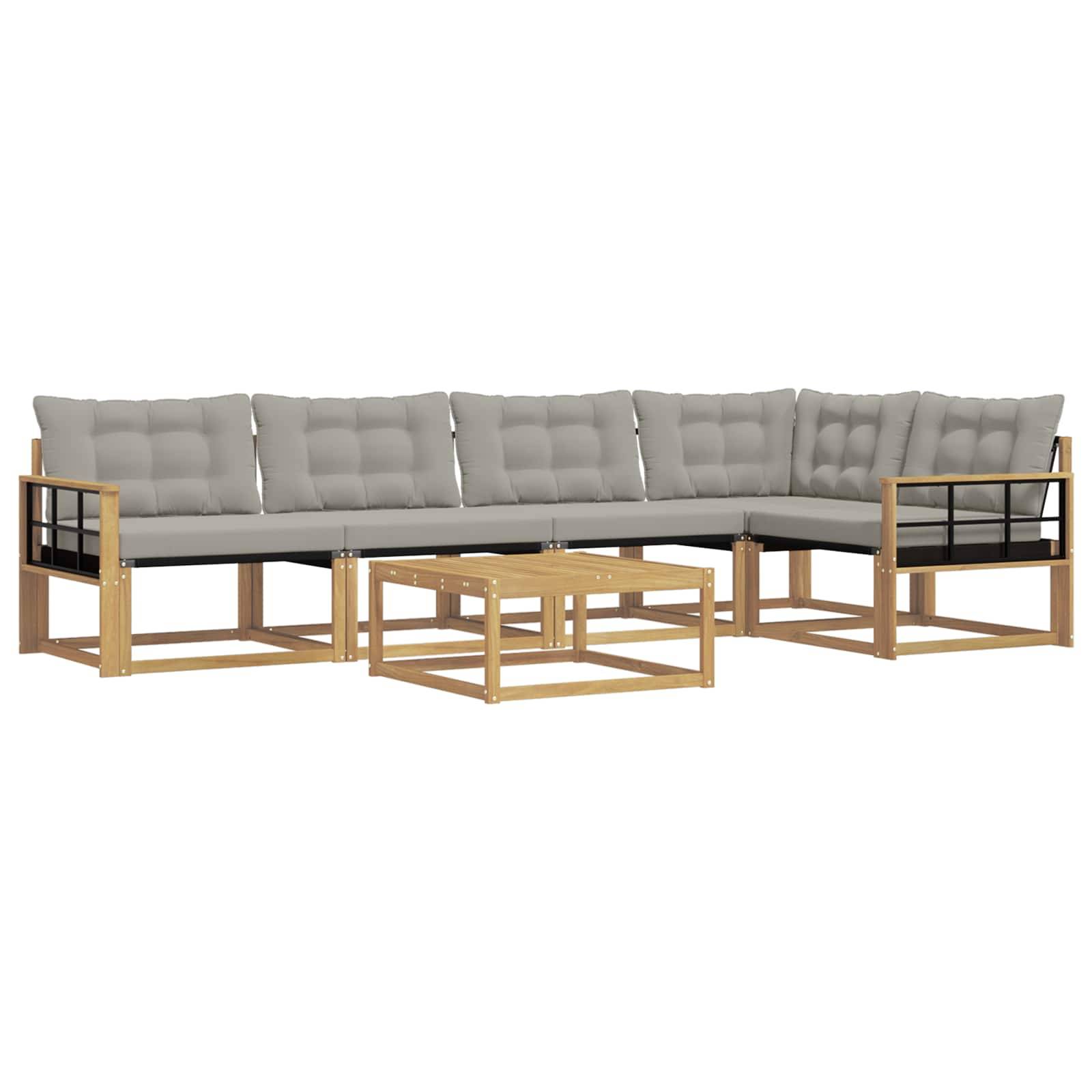 vidaXL Outdoor-Sofagarnitur 6 pcs Weiß und Hellgrau 79 x 79 x 37 cm