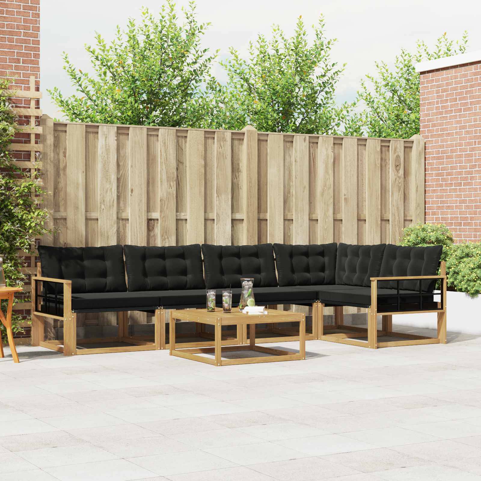 vidaXL Outdoor-Sofagarnitur 6 pcs Weiß und Schwarz 79 x 79 x 37 cm