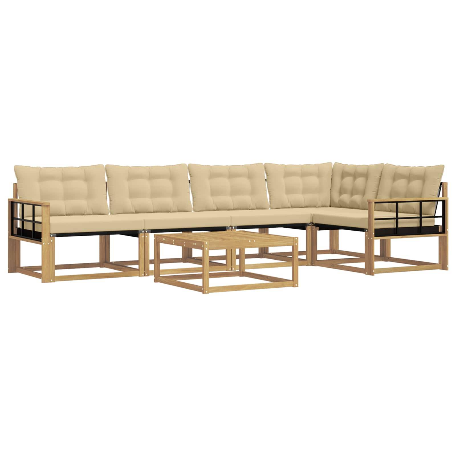 vidaXL Outdoor-Sofagarnitur 6 pcs Weiß und Beige 79 x 79 x 37 cm