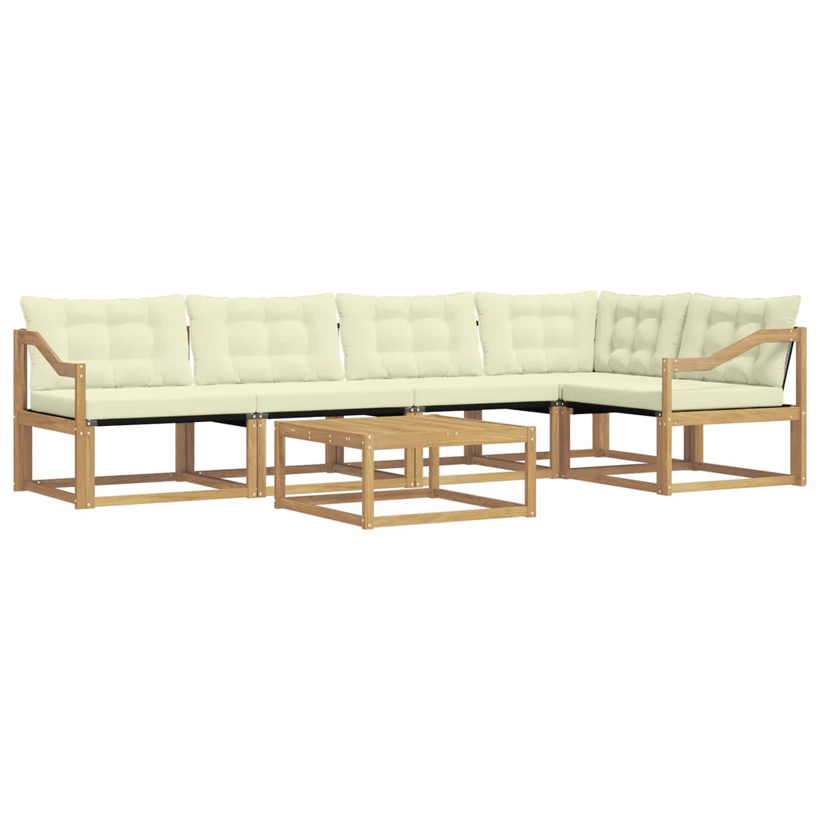vidaXL Outdoor-Sofagarnitur 6 pcs Weiß und Creme 79 x 79 x 37 cm