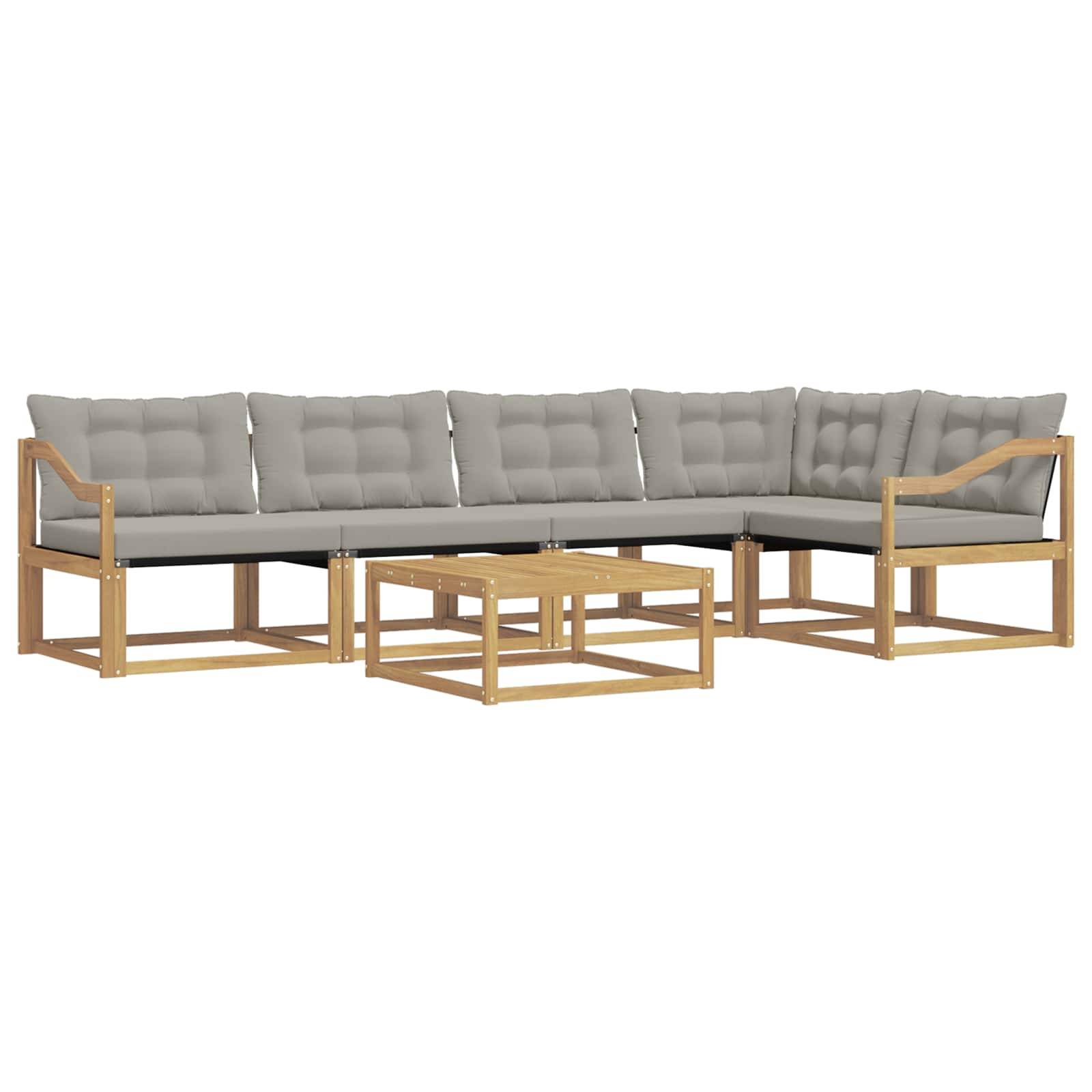 vidaXL Outdoor-Sofagarnitur 6 pcs Weiß und Hellgrau 79 x 79 x 37 cm