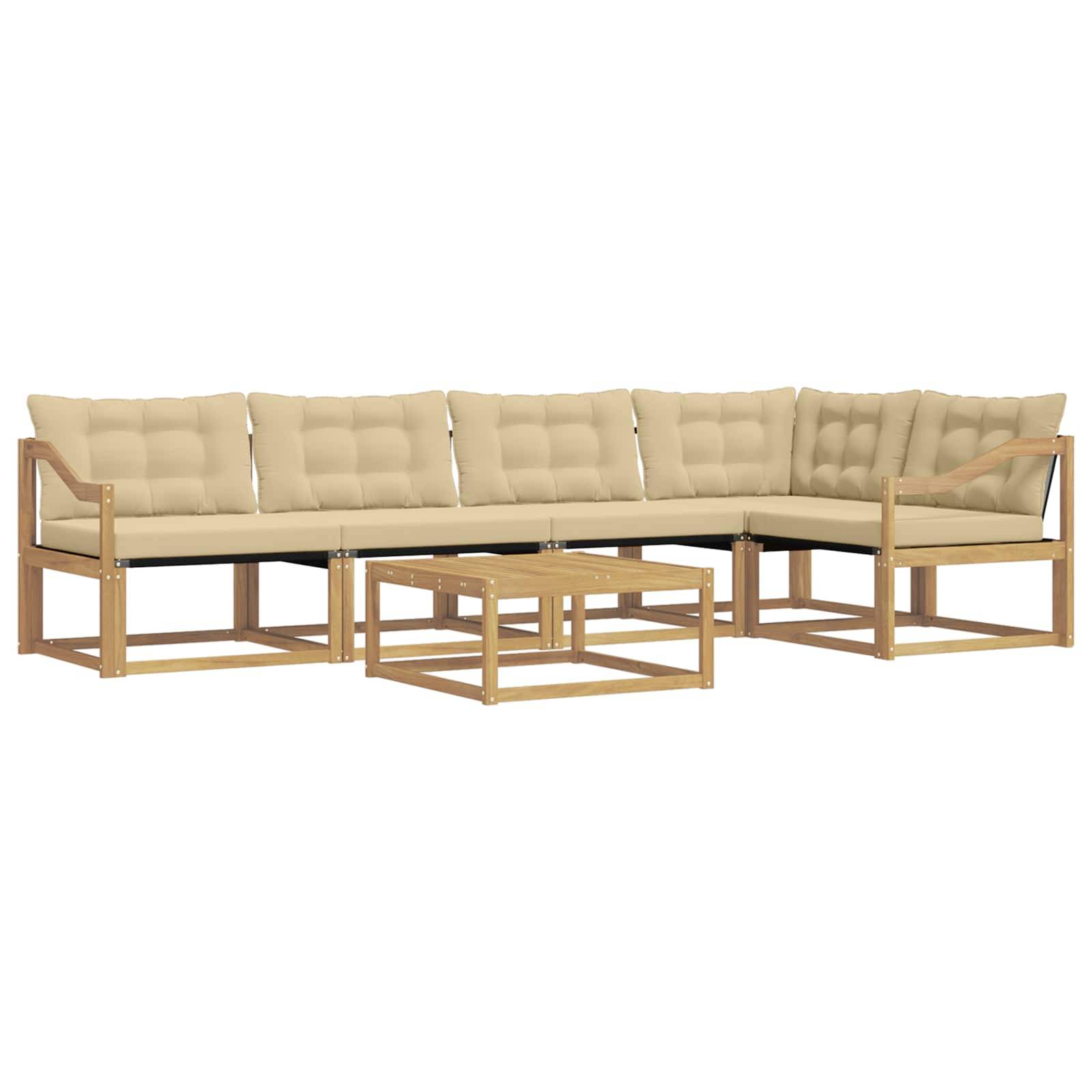 vidaXL Outdoor-Sofagarnitur 6 pcs Weiß und Beige 79 x 79 x 37 cm