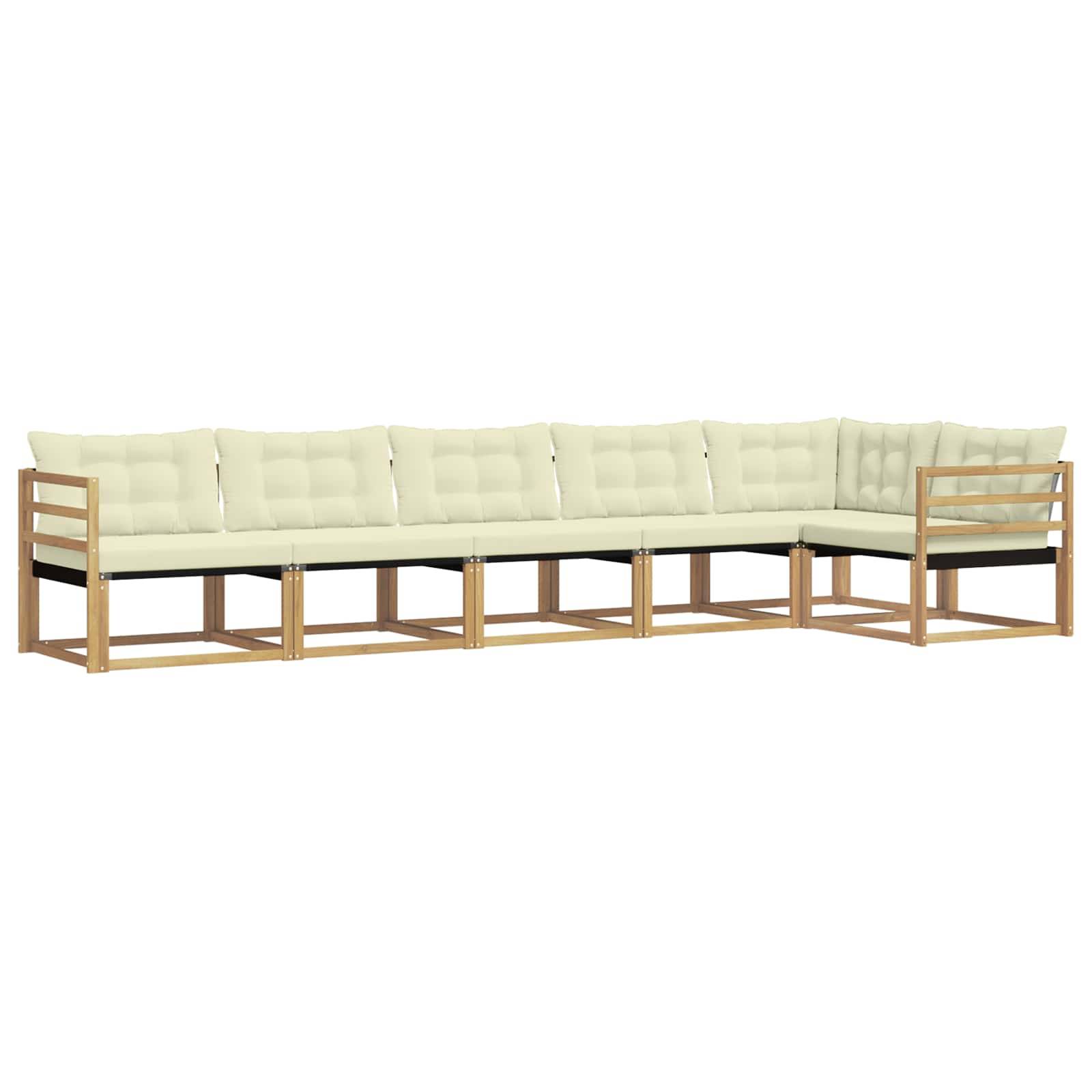 vidaXL Outdoor-Sofagarnitur mit Kissen 6 pcs Weiß und Creme