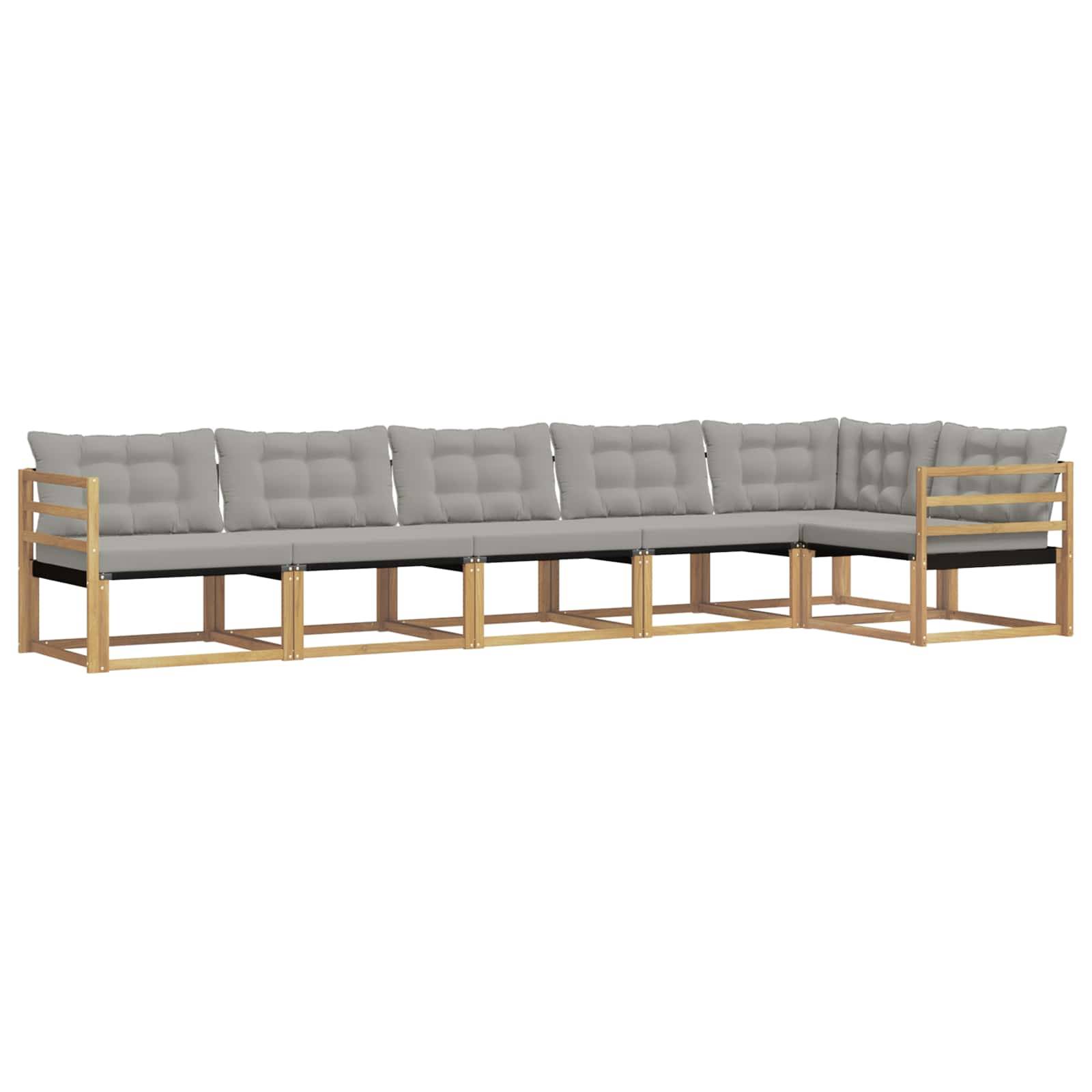 vidaXL Outdoor-Sofagarnitur mit Kissen 6 pcs Weiß und Hellgrau