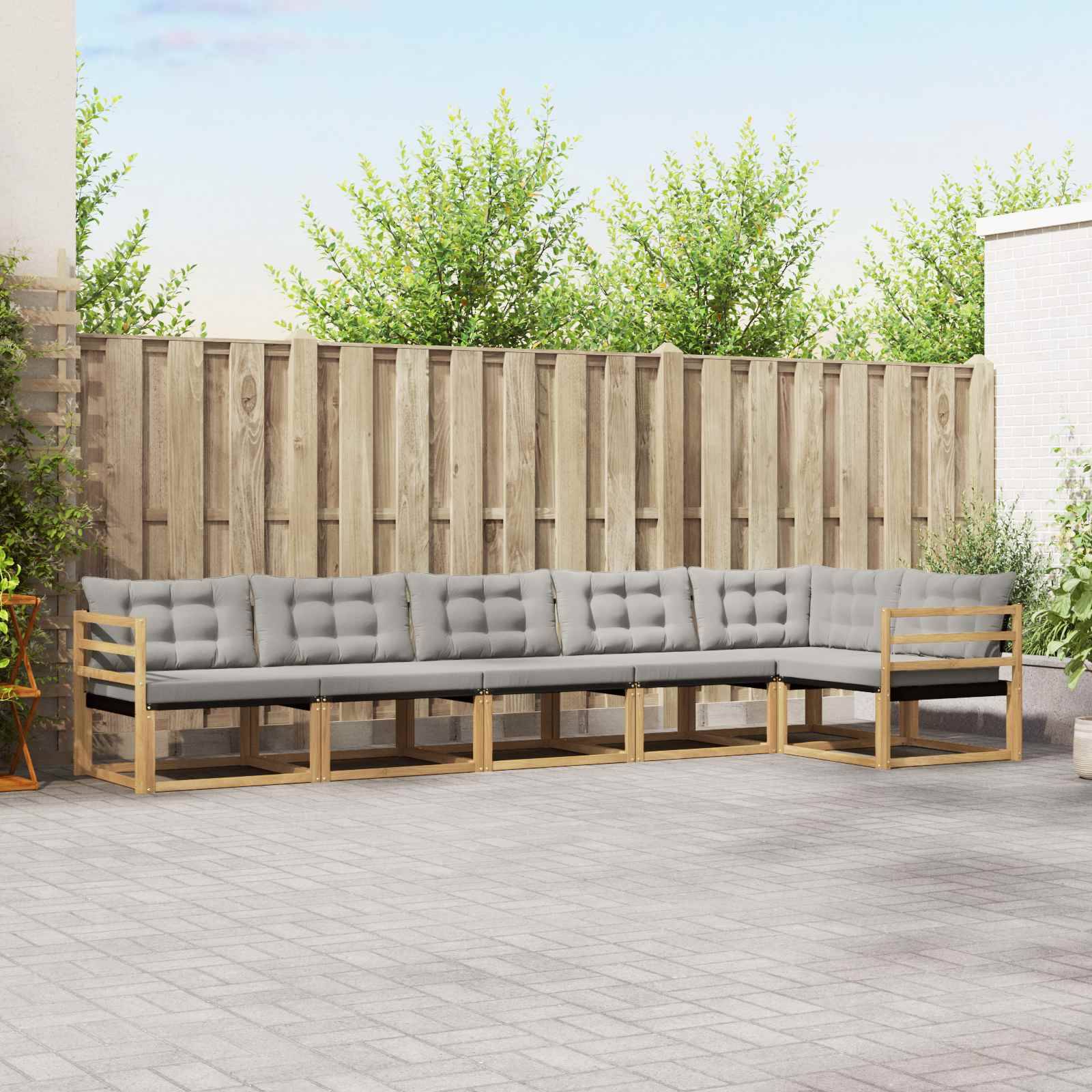 vidaXL Outdoor-Sofagarnitur mit Kissen 6 pcs Weiß und Hellgrau