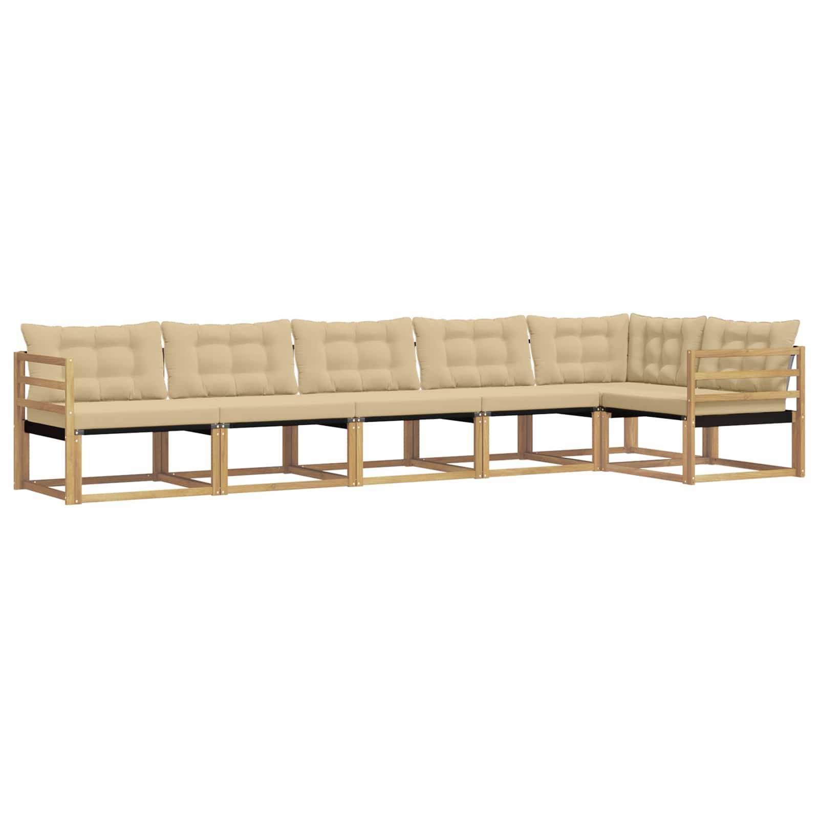 vidaXL Outdoor-Sofagarnitur mit Kissen 6 pcs Weiß und Beige