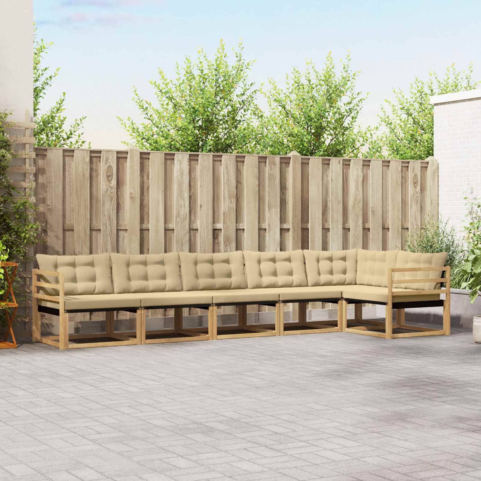 vidaXL Outdoor-Sofagarnitur mit Kissen 6 pcs Weiß und Beige
