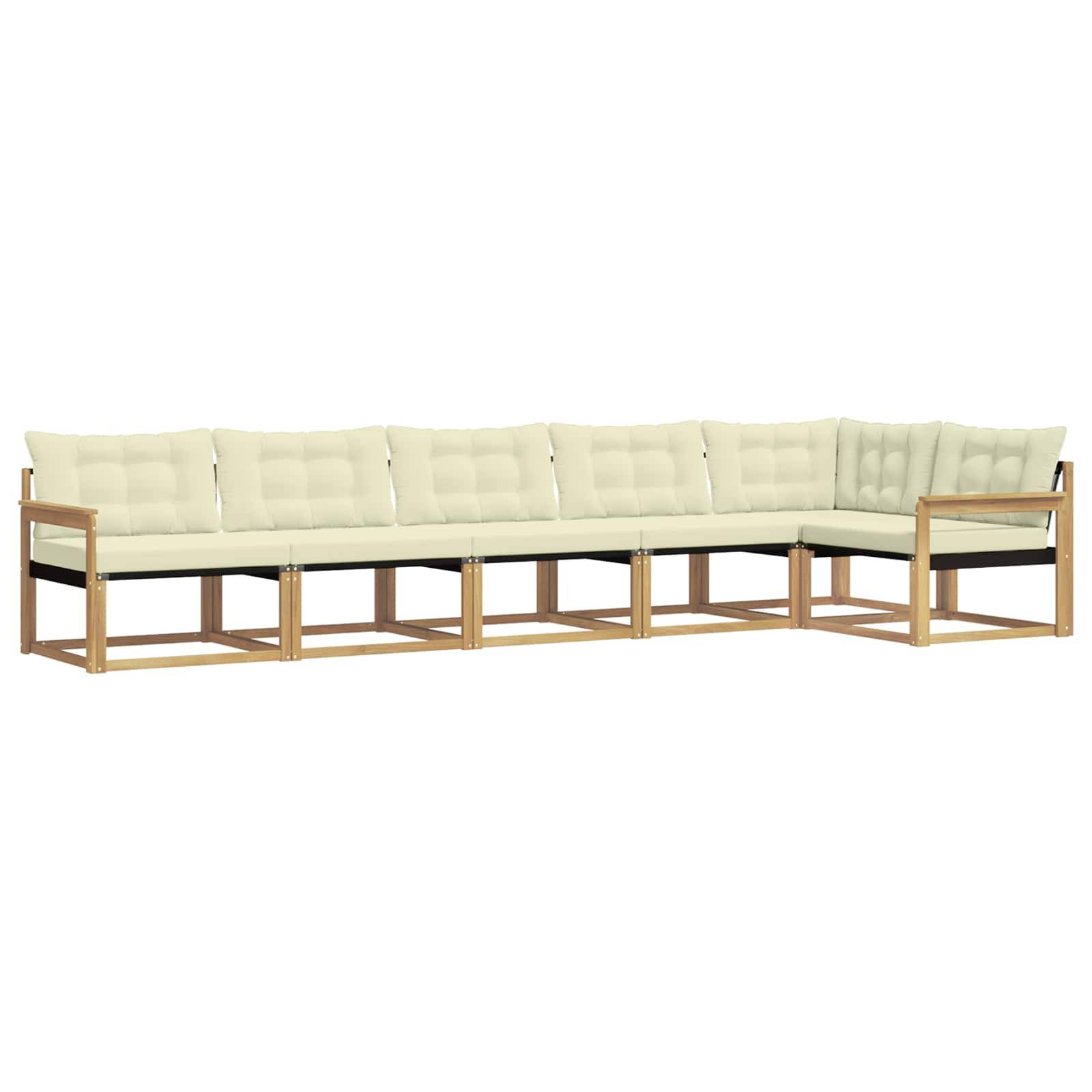 vidaXL Outdoor-Sofagarnitur mit Kissen 6 pcs Weiß und Creme