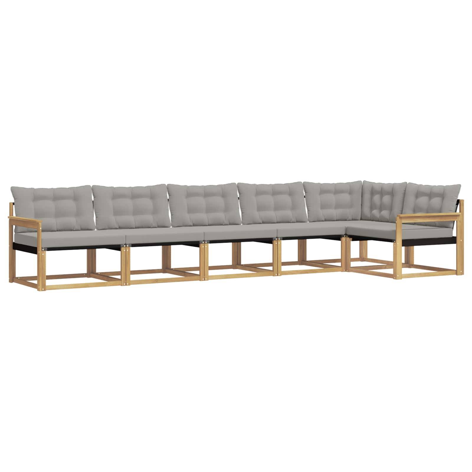 vidaXL Outdoor-Sofagarnitur mit Kissen 6 pcs Weiß und Hellgrau