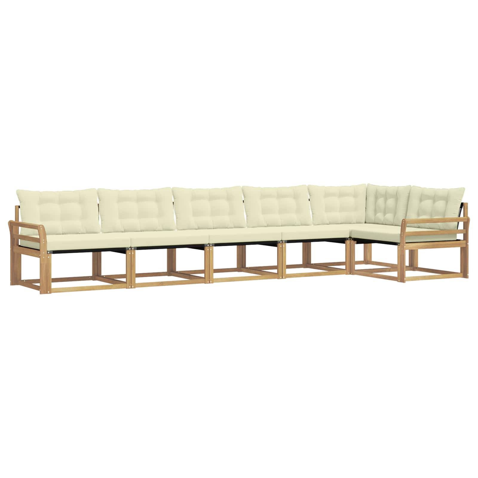 vidaXL Outdoor-Sofagarnitur mit Kissen 6 pcs Weiß und Creme