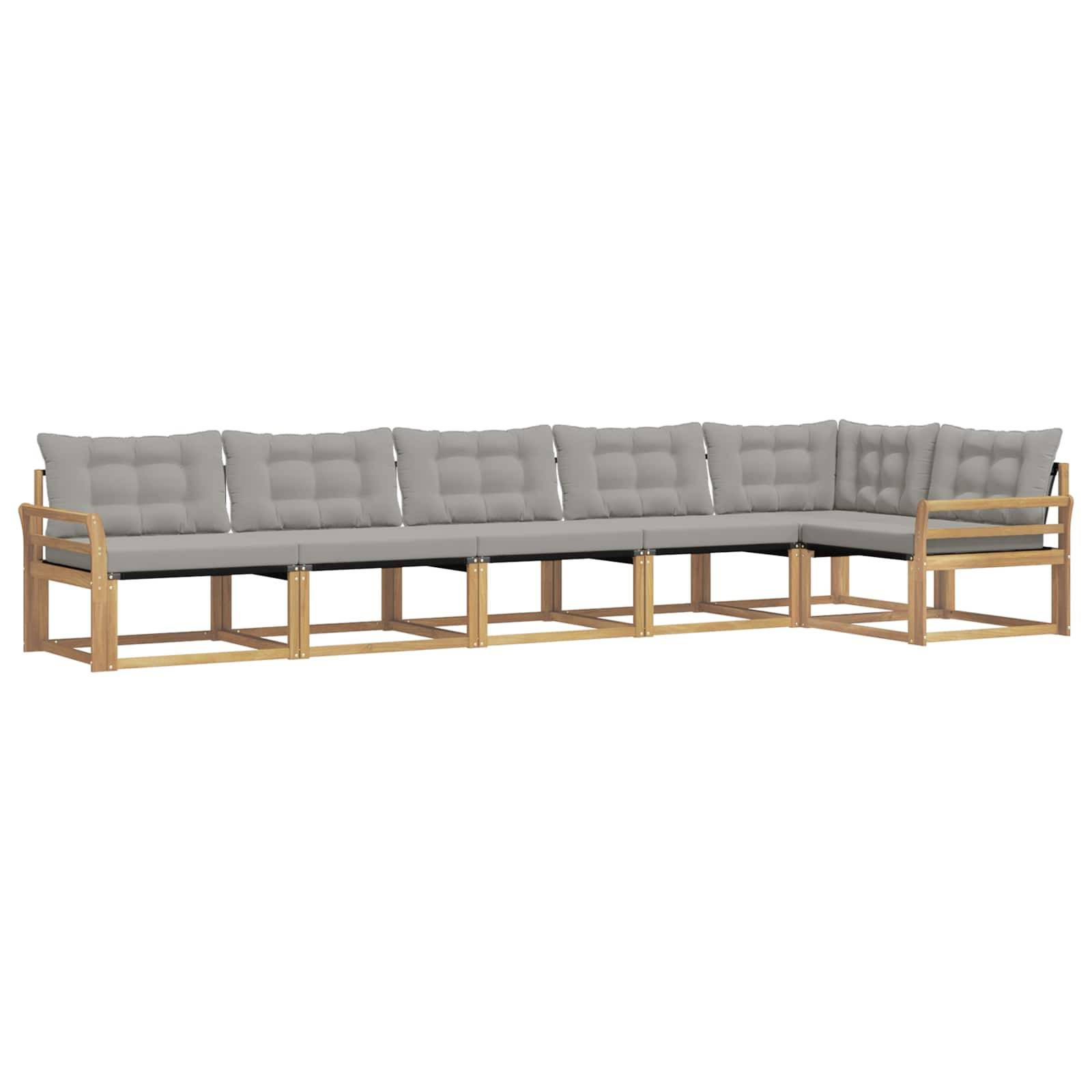 vidaXL Outdoor-Sofagarnitur mit Kissen 6 pcs Weiß und Hellgrau
