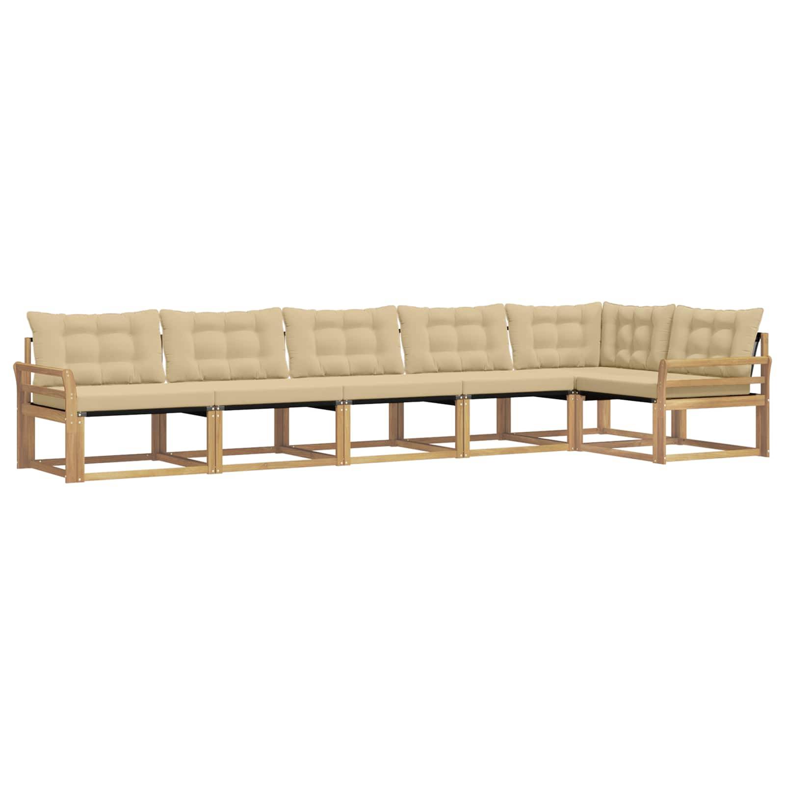 vidaXL Outdoor-Sofagarnitur mit Kissen 6 pcs Weiß und Beige