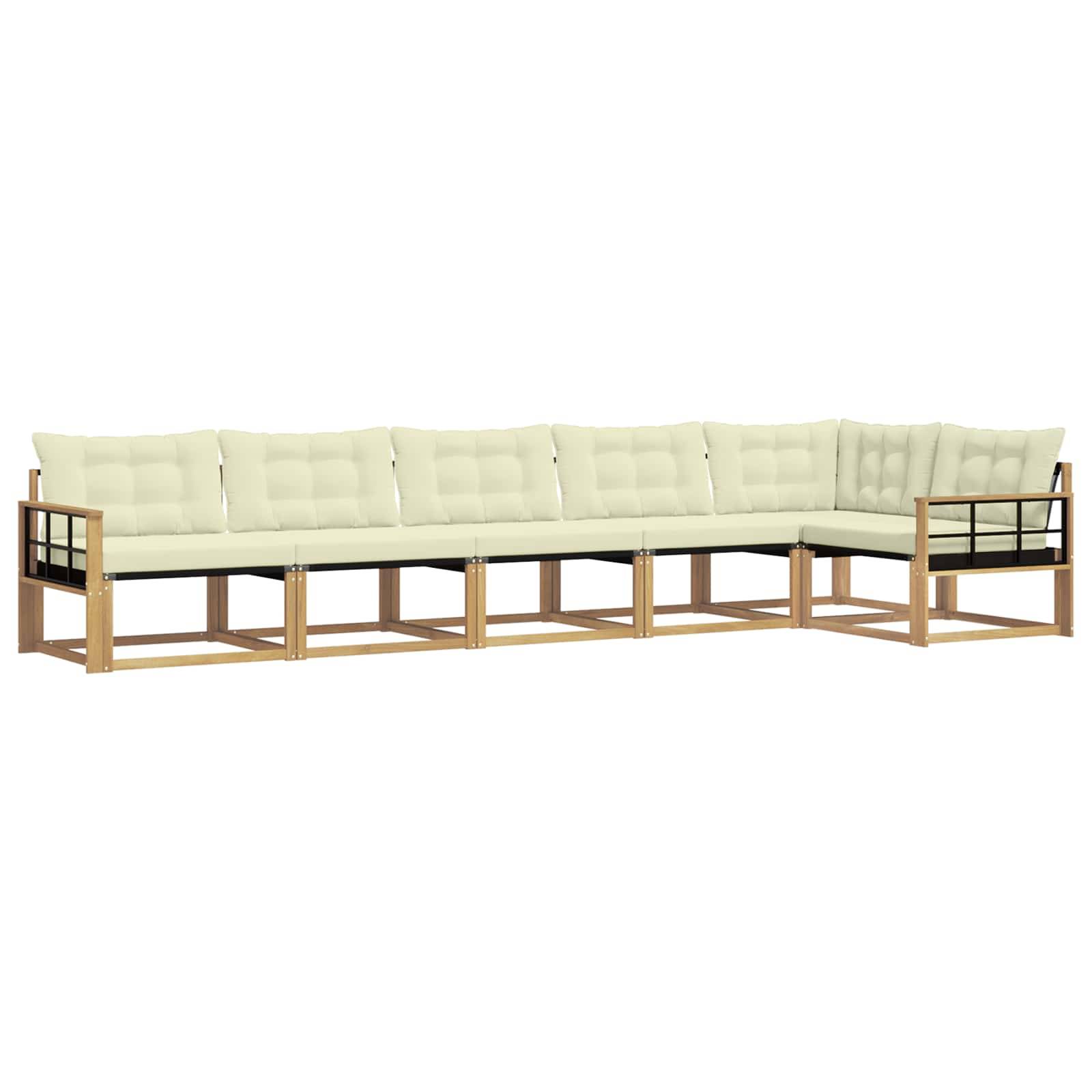 vidaXL Outdoor-Sofagarnitur mit Kissen 6 pcs Weiß und Creme