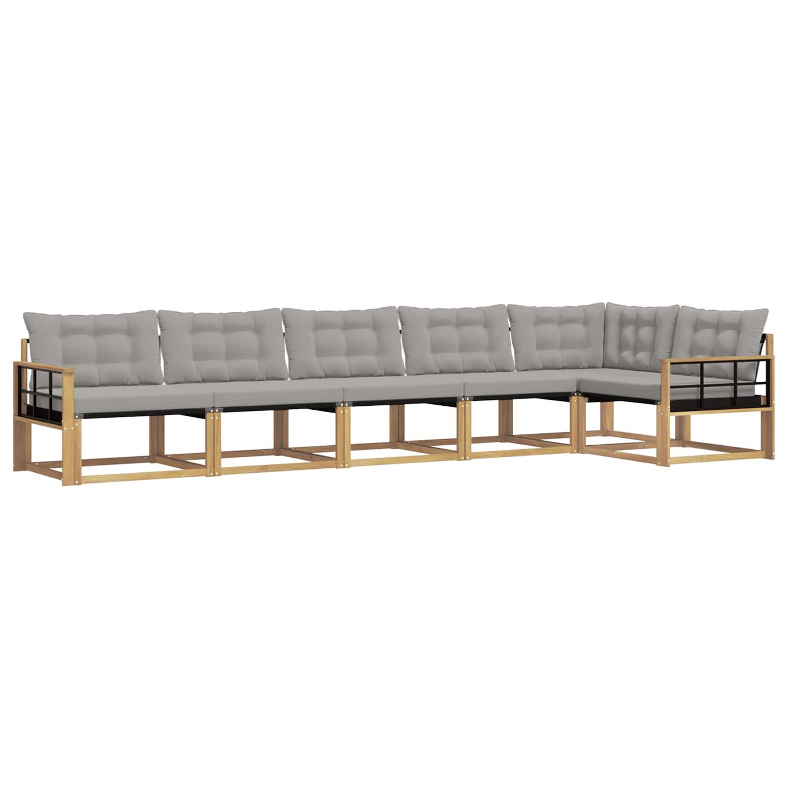 vidaXL Outdoor-Sofagarnitur mit Kissen 6 pcs Weiß und Hellgrau