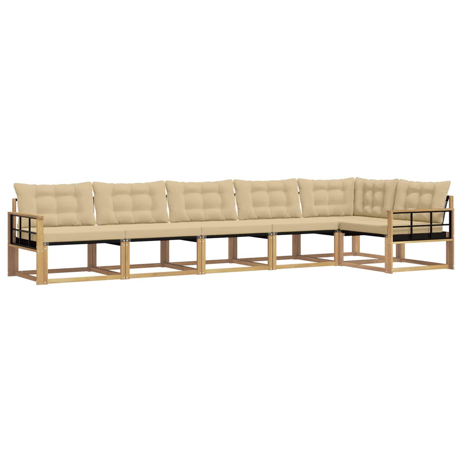 vidaXL Outdoor-Sofagarnitur mit Kissen 6 pcs Weiß und Beige