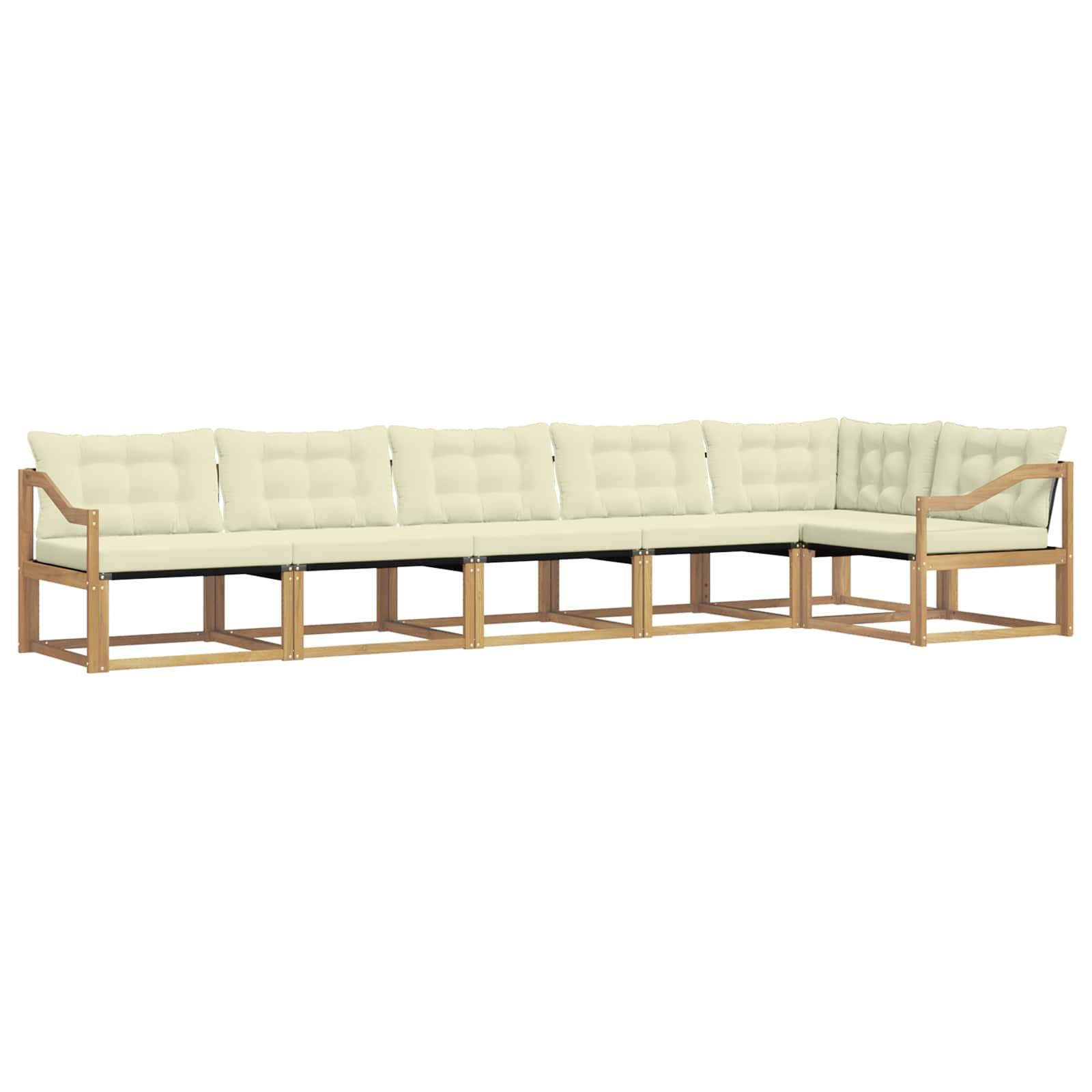 vidaXL Outdoor-Sofagarnitur mit Kissen 6 pcs Weiß und Creme
