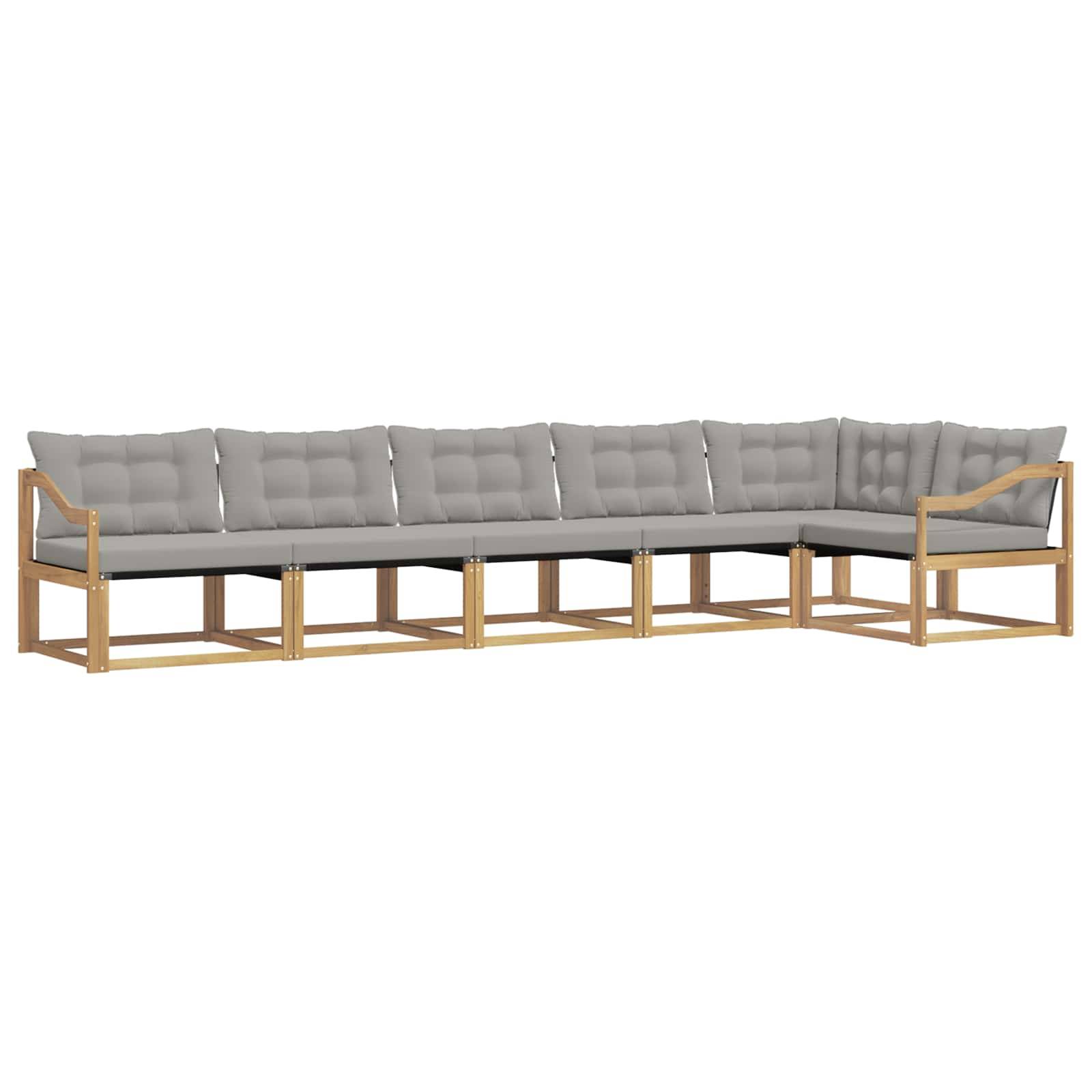 vidaXL Outdoor-Sofagarnitur mit Kissen 6 pcs Weiß und Hellgrau