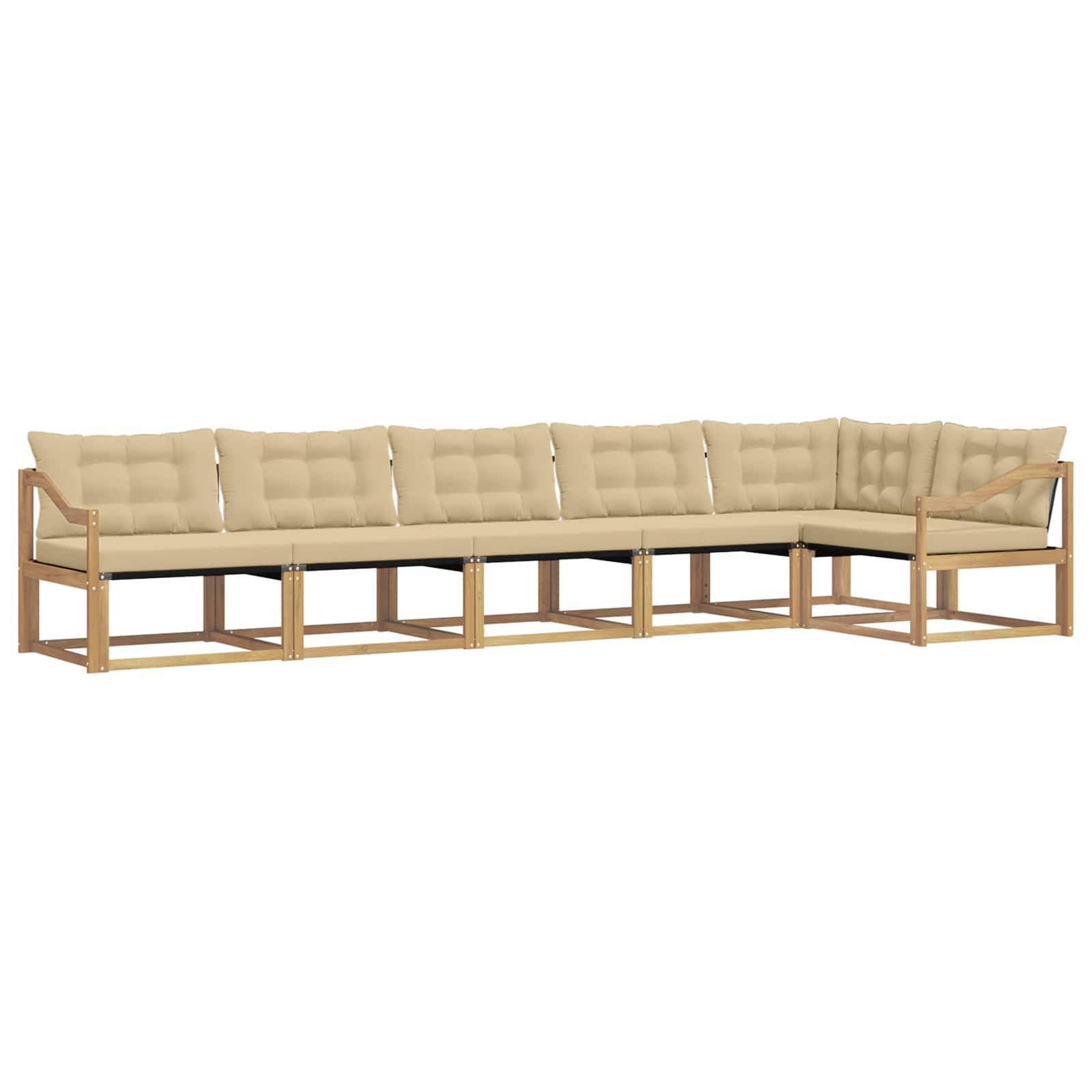 vidaXL Outdoor-Sofagarnitur mit Kissen 6 pcs Weiß und Beige