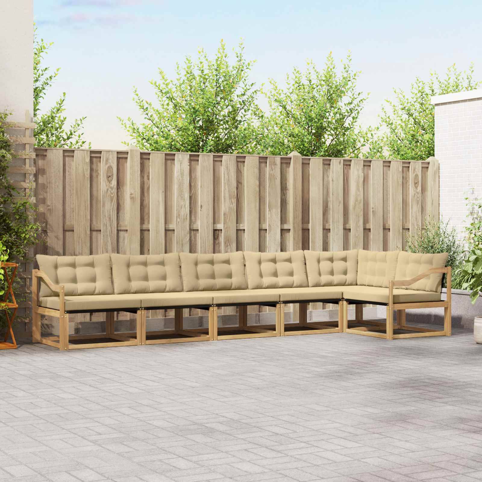 vidaXL Outdoor-Sofagarnitur mit Kissen 6 pcs Weiß und Beige