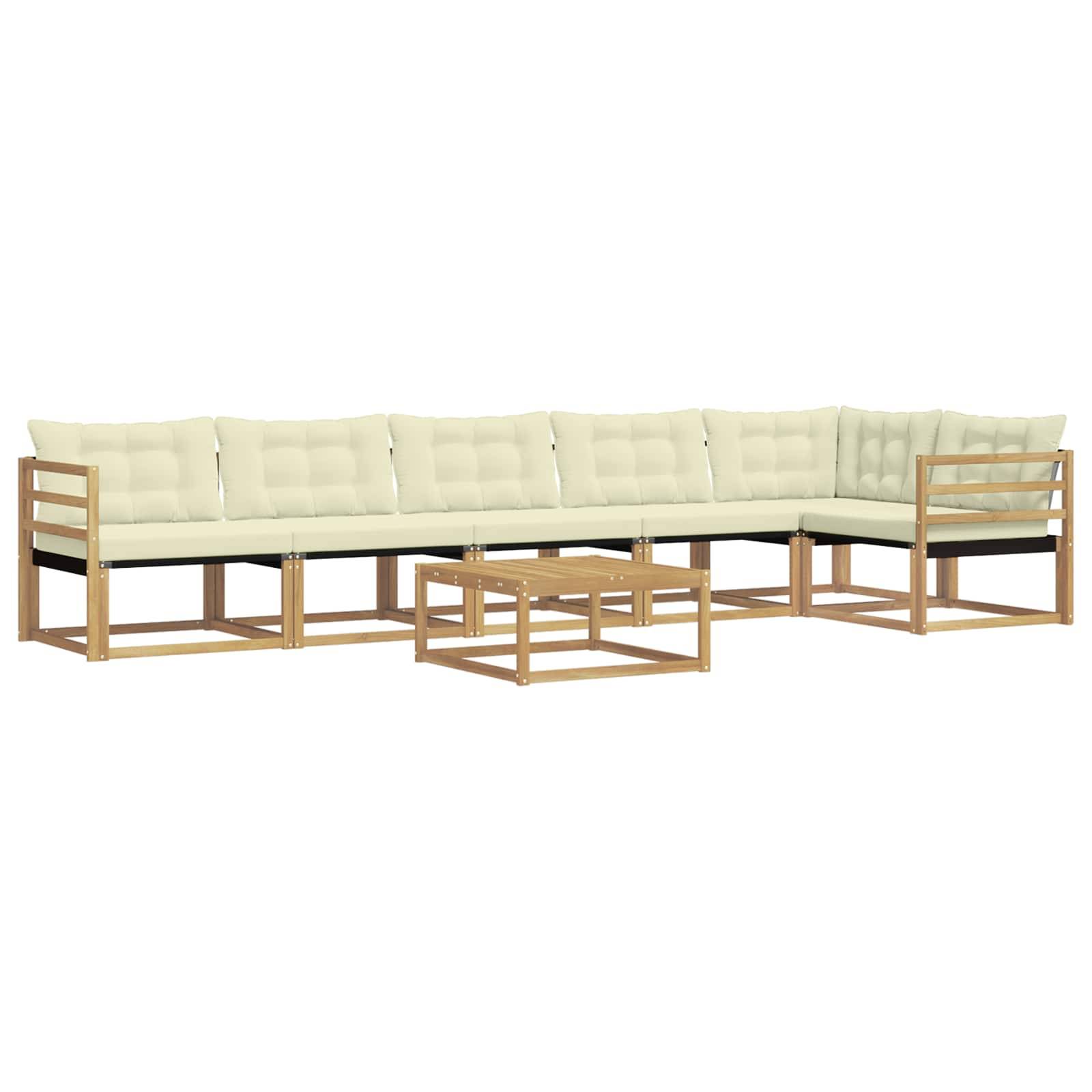vidaXL Outdoor-Sofagarnitur 7 pcs Weiß und Creme 79 x 79 x 37 cm