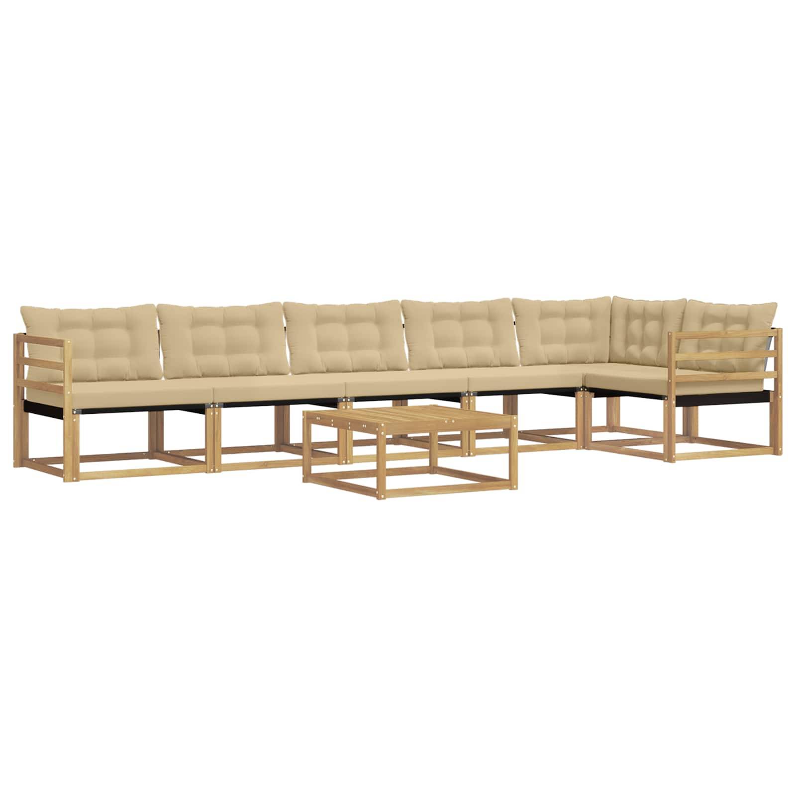 vidaXL Outdoor-Sofagarnitur 7 pcs Weiß und Beige 79 x 79 x 37 cm