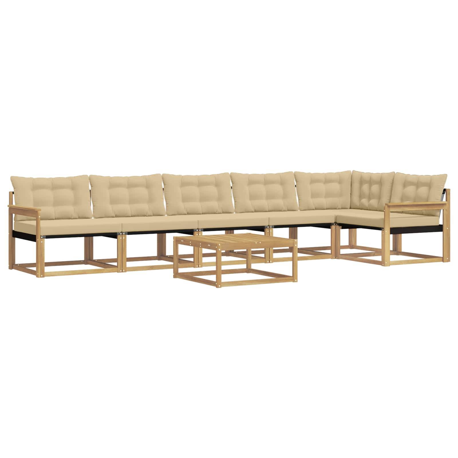vidaXL Outdoor-Sofagarnitur 7 pcs Weiß und Beige 79 x 79 x 37 cm