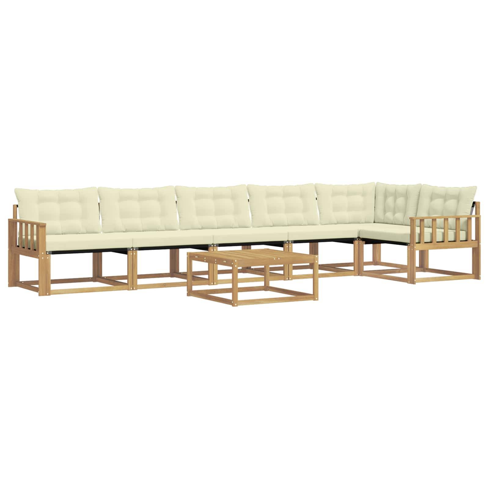 vidaXL Outdoor-Sofagarnitur 7 pcs Weiß und Creme 79 x 79 x 37 cm