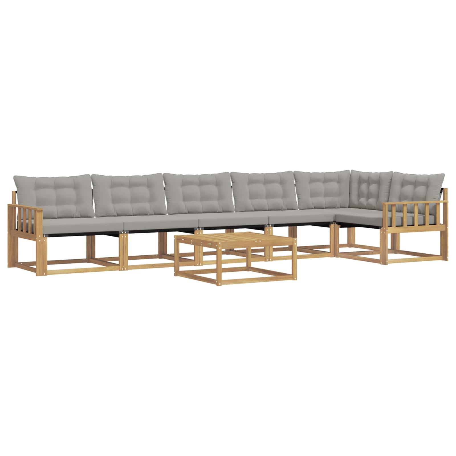 vidaXL Outdoor-Sofagarnitur 7 pcs Weiß und Hellgrau 79 x 79 x 37 cm