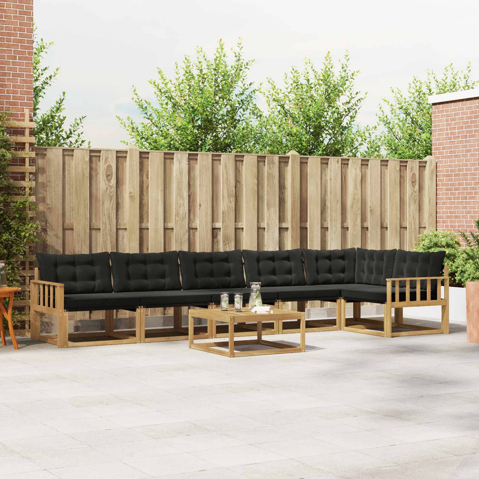 vidaXL Outdoor-Sofagarnitur 7 pcs Weiß und Schwarz 79 x 79 x 37 cm
