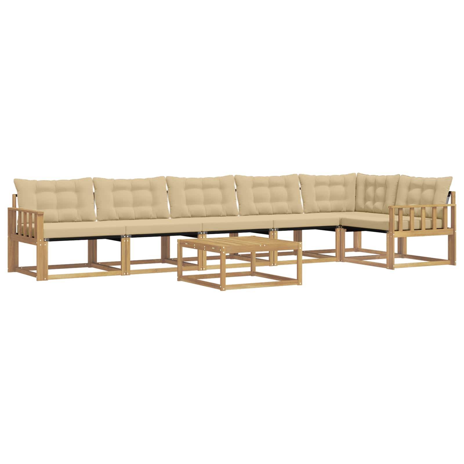 vidaXL Outdoor-Sofagarnitur 7 pcs Weiß und Beige 79 x 79 x 37 cm