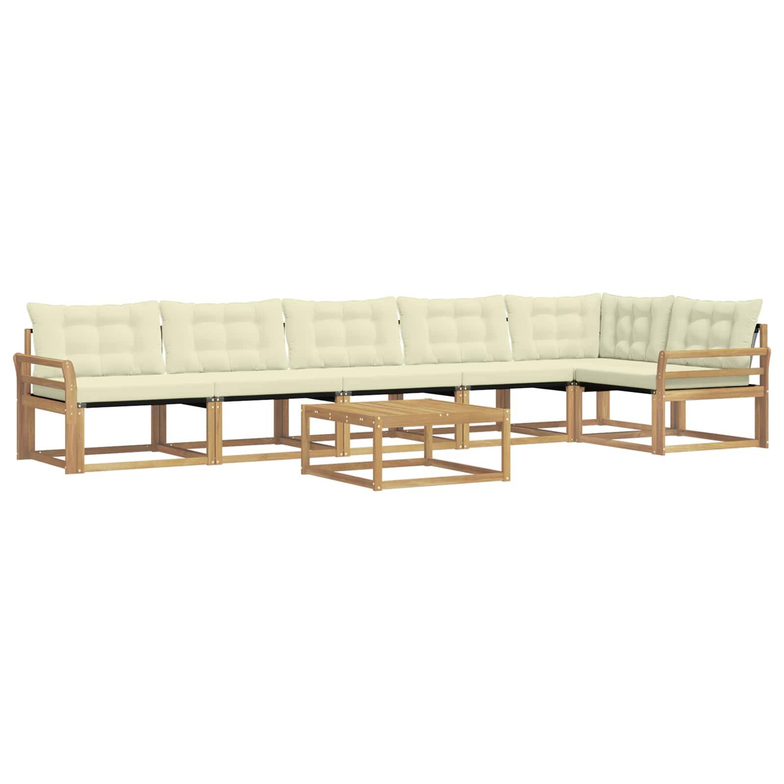 vidaXL Outdoor-Sofagarnitur 7 pcs Weiß und Creme 79 x 79 x 37 cm
