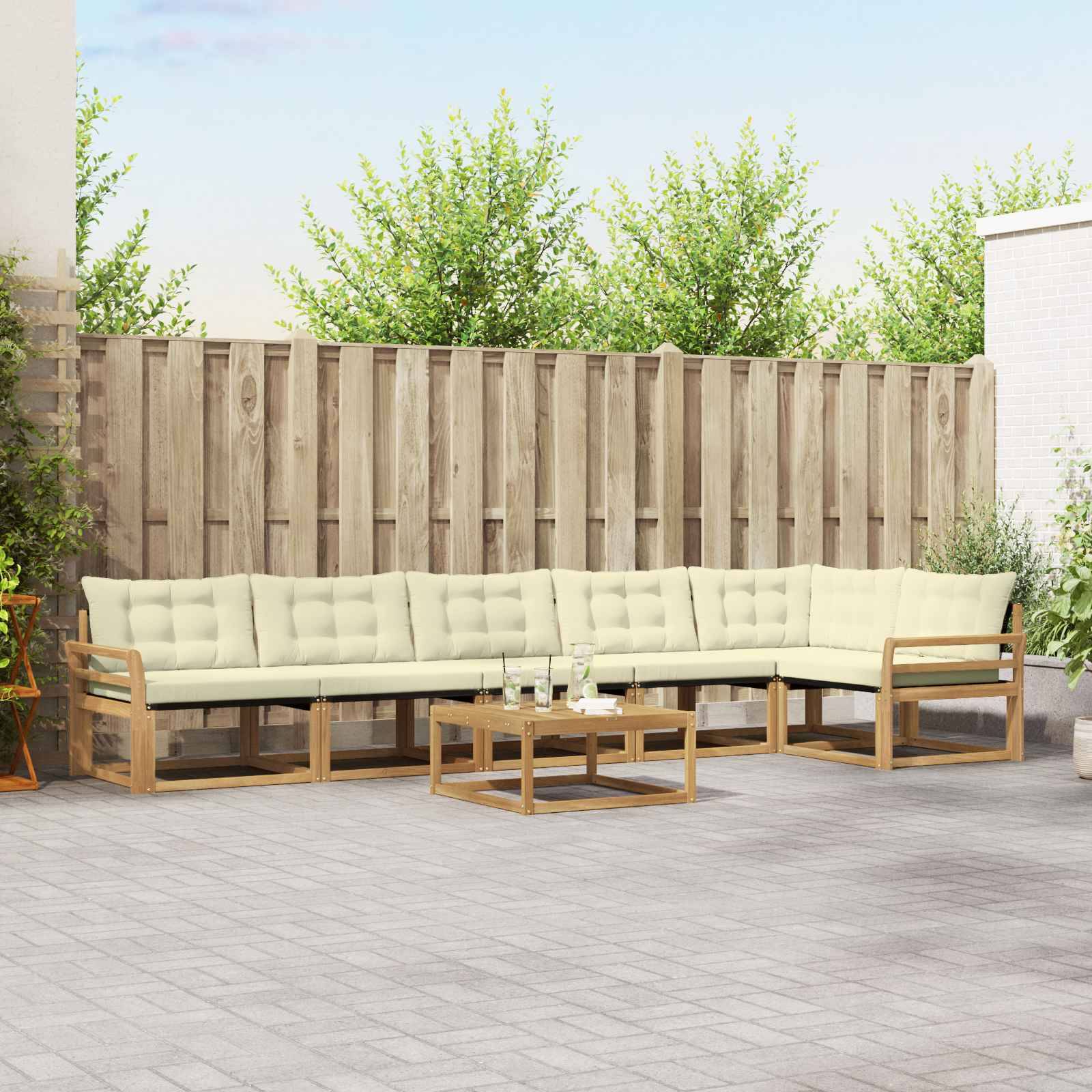 vidaXL Outdoor-Sofagarnitur 7 pcs Weiß und Creme 79 x 79 x 37 cm