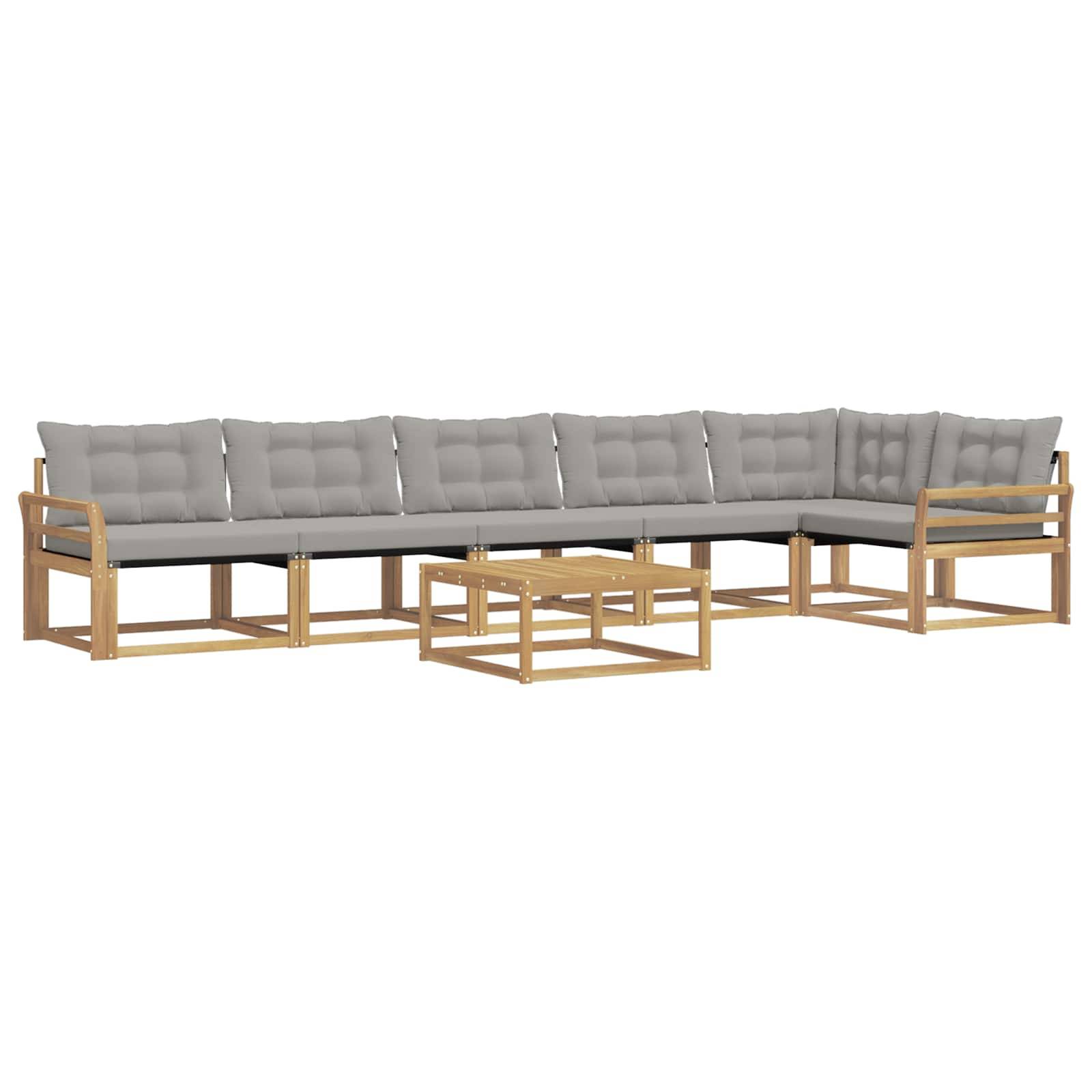 vidaXL Outdoor-Sofagarnitur 7 pcs Weiß und Hellgrau 79 x 79 x 37 cm