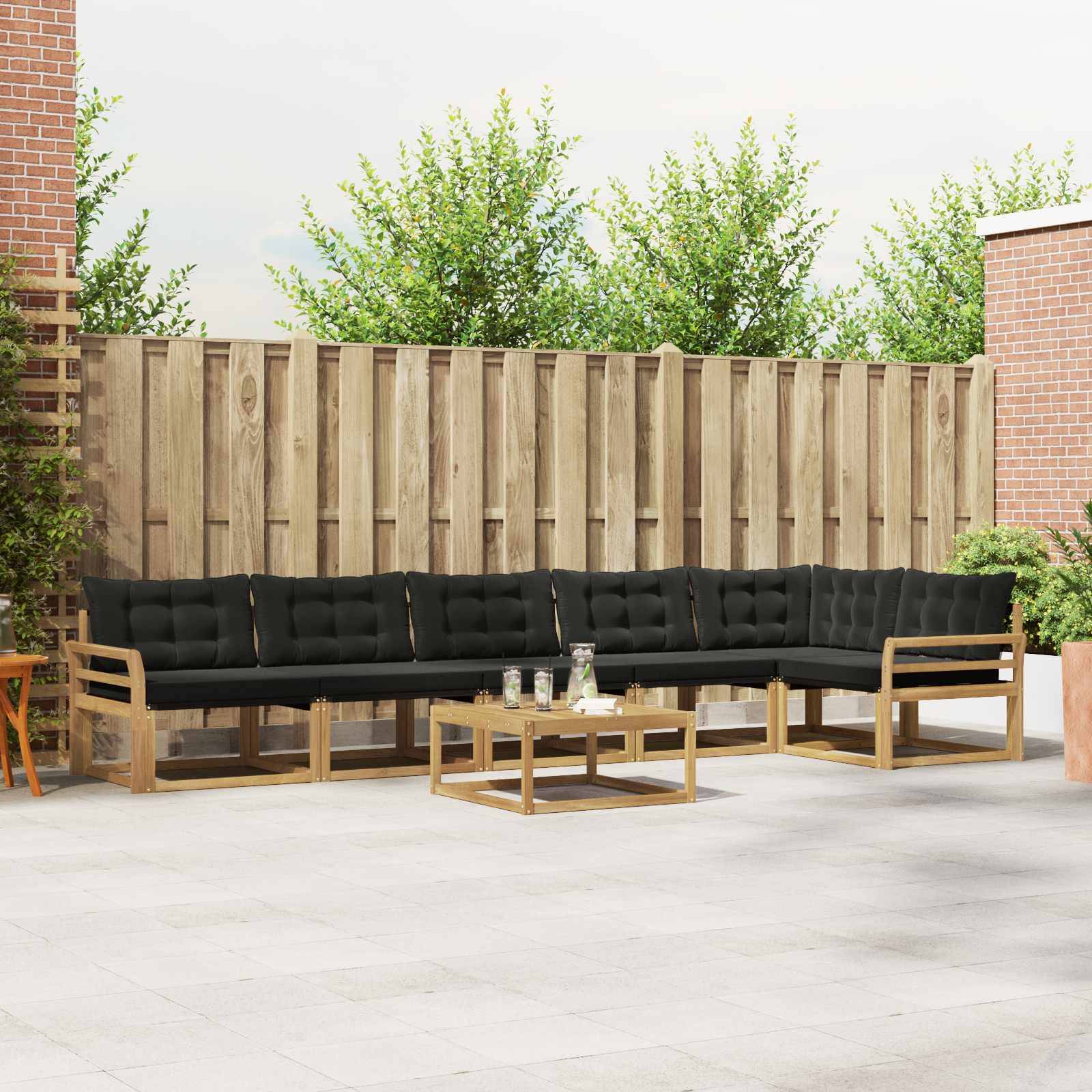 vidaXL Outdoor-Sofagarnitur 7 pcs Weiß und Schwarz 79 x 79 x 37 cm