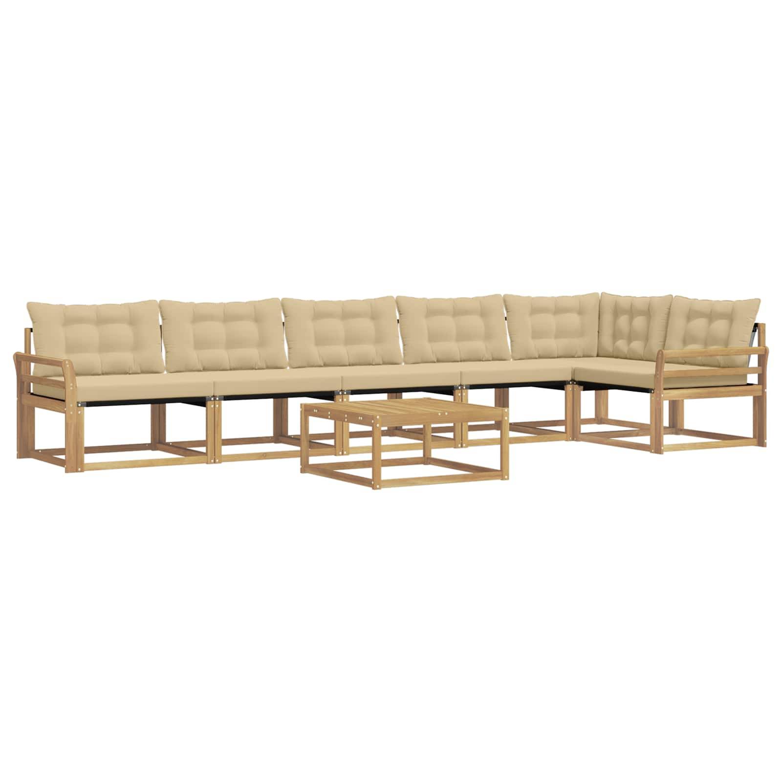 vidaXL Outdoor-Sofagarnitur 7 pcs Weiß und Beige 79 x 79 x 37 cm