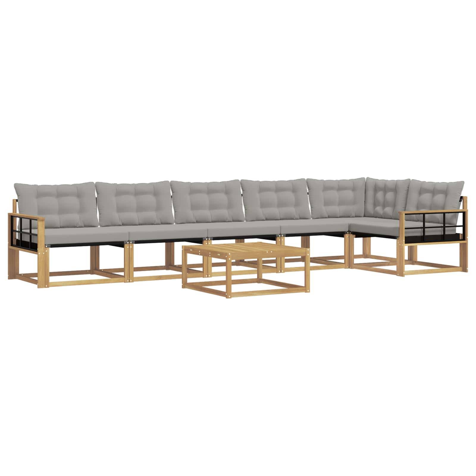 vidaXL Outdoor-Sofagarnitur 7 pcs Weiß und Hellgrau 79 x 79 x 37 cm